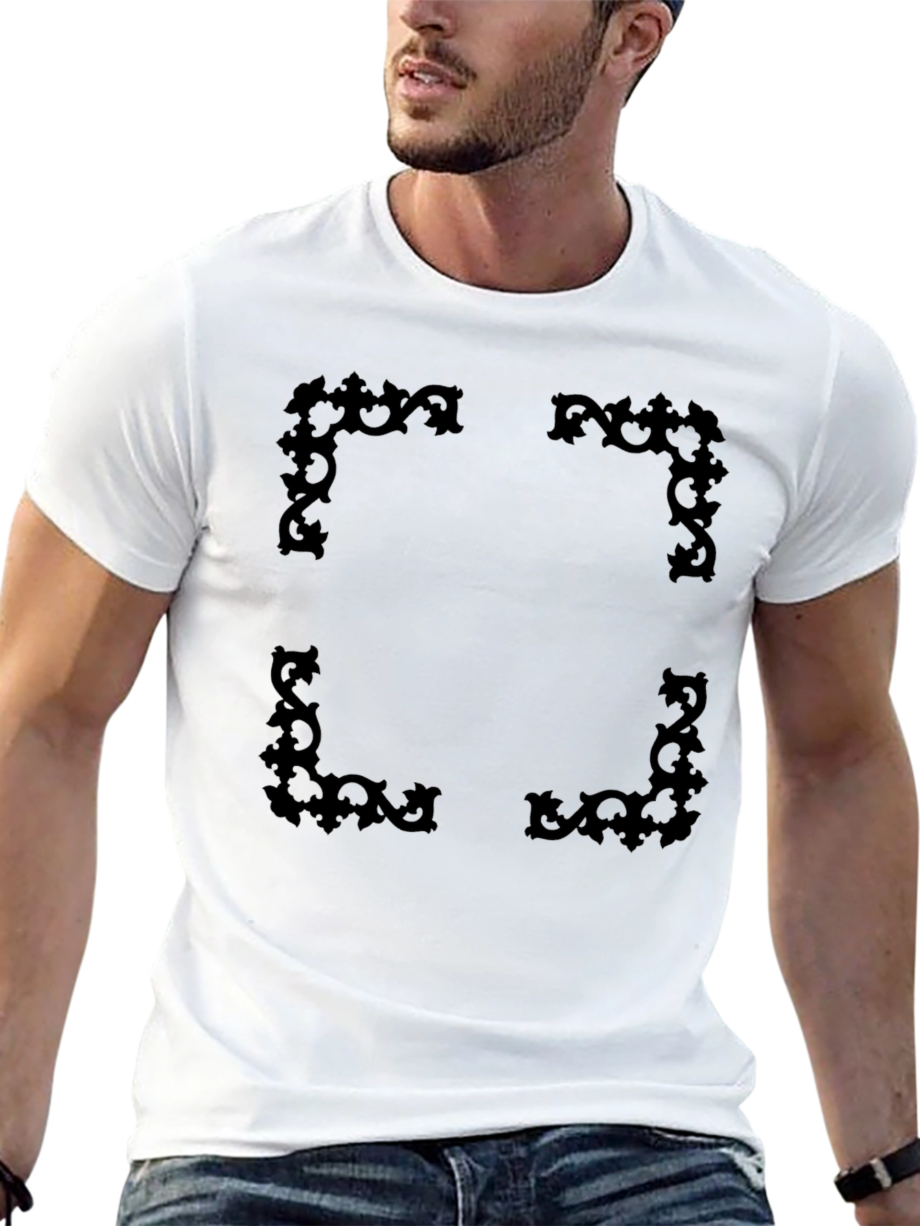 Ornate Frame Graphic Black T-Shirt