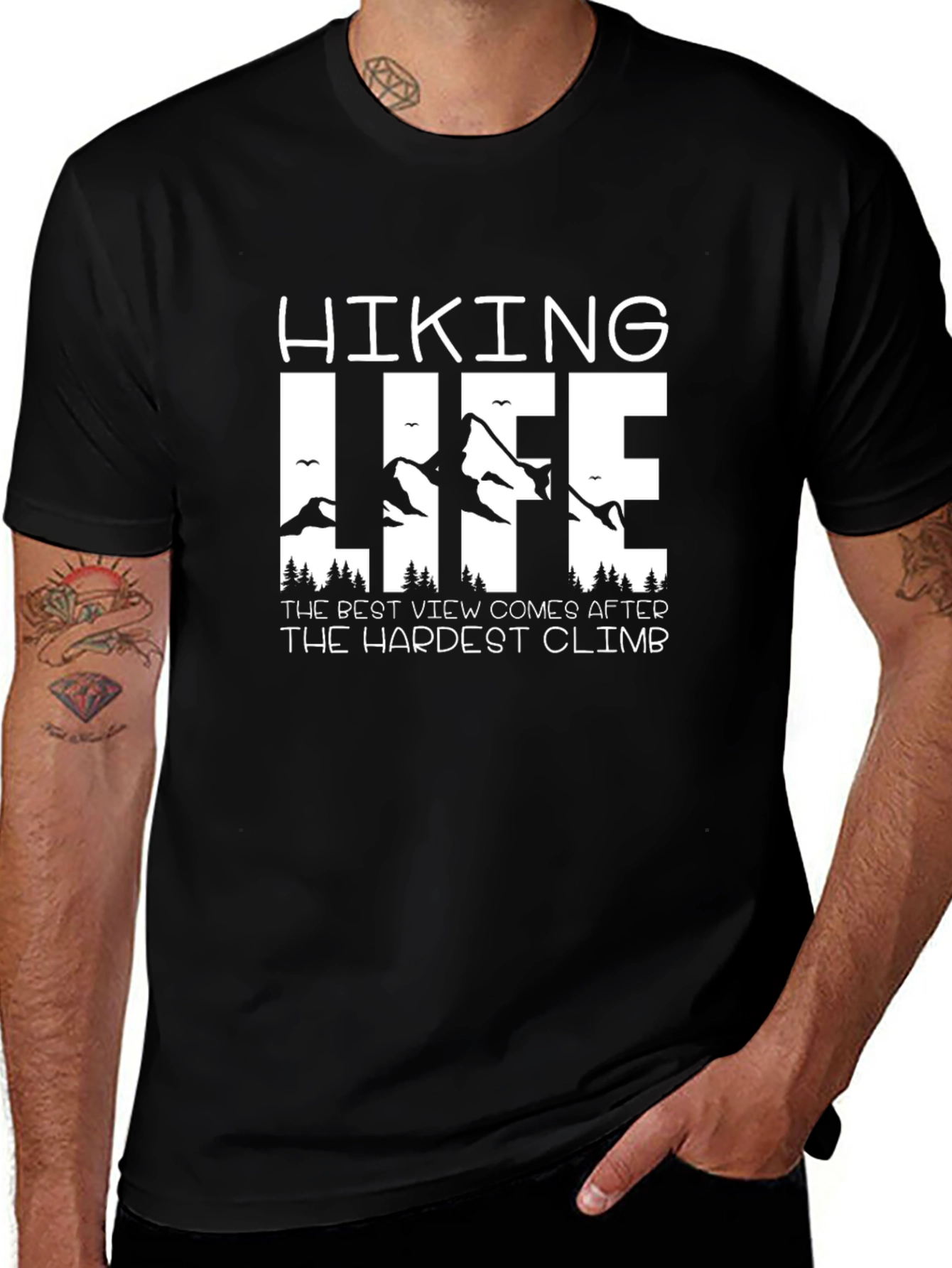 Hiking Life Black T-Shirt - Mountain Adventure