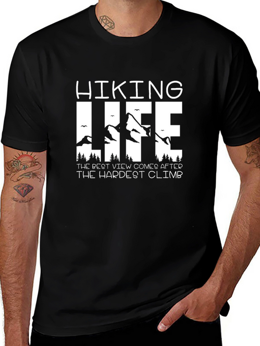 Hiking Life Black T-Shirt - Mountain Adventure