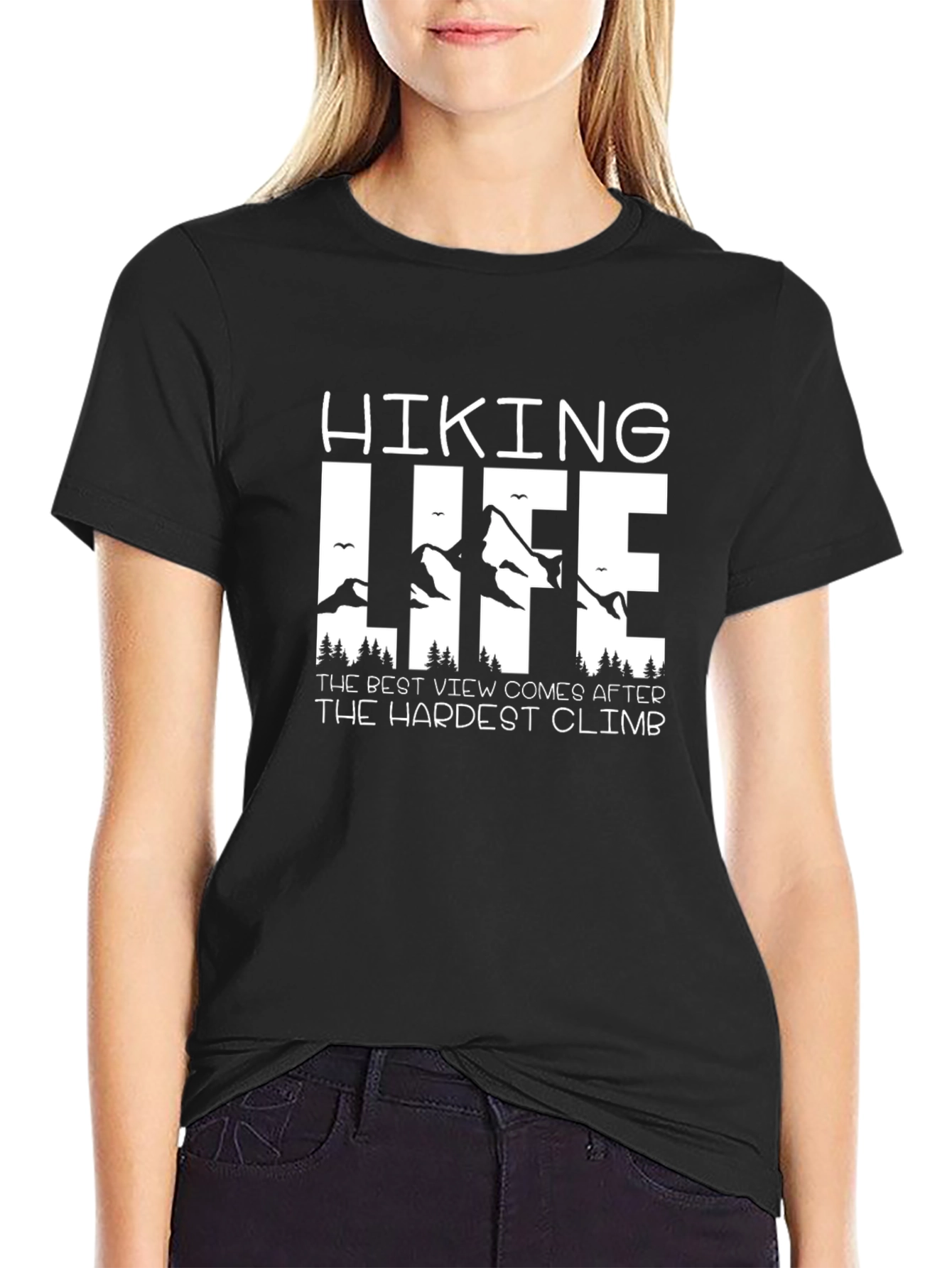 Hiking Life Black T-Shirt - Mountain Adventure