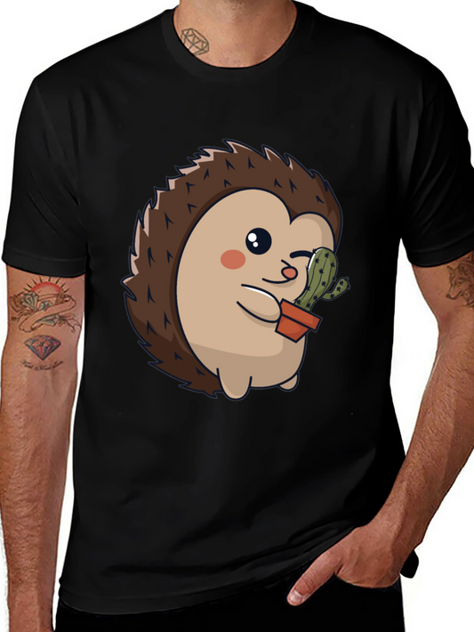 Cute Hedgehog with Cactus Graphic Tee
