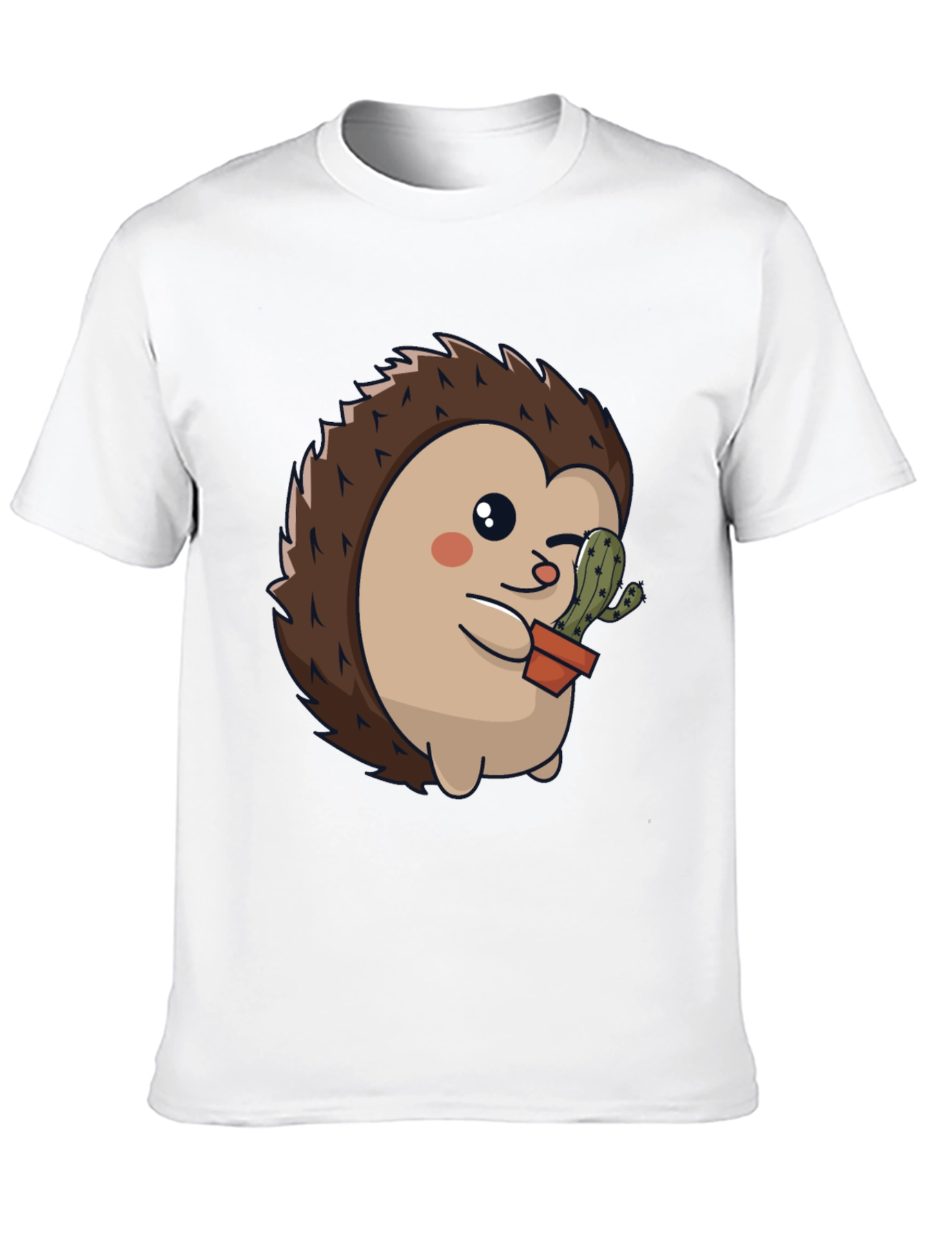 Cute Hedgehog with Cactus Graphic Tee