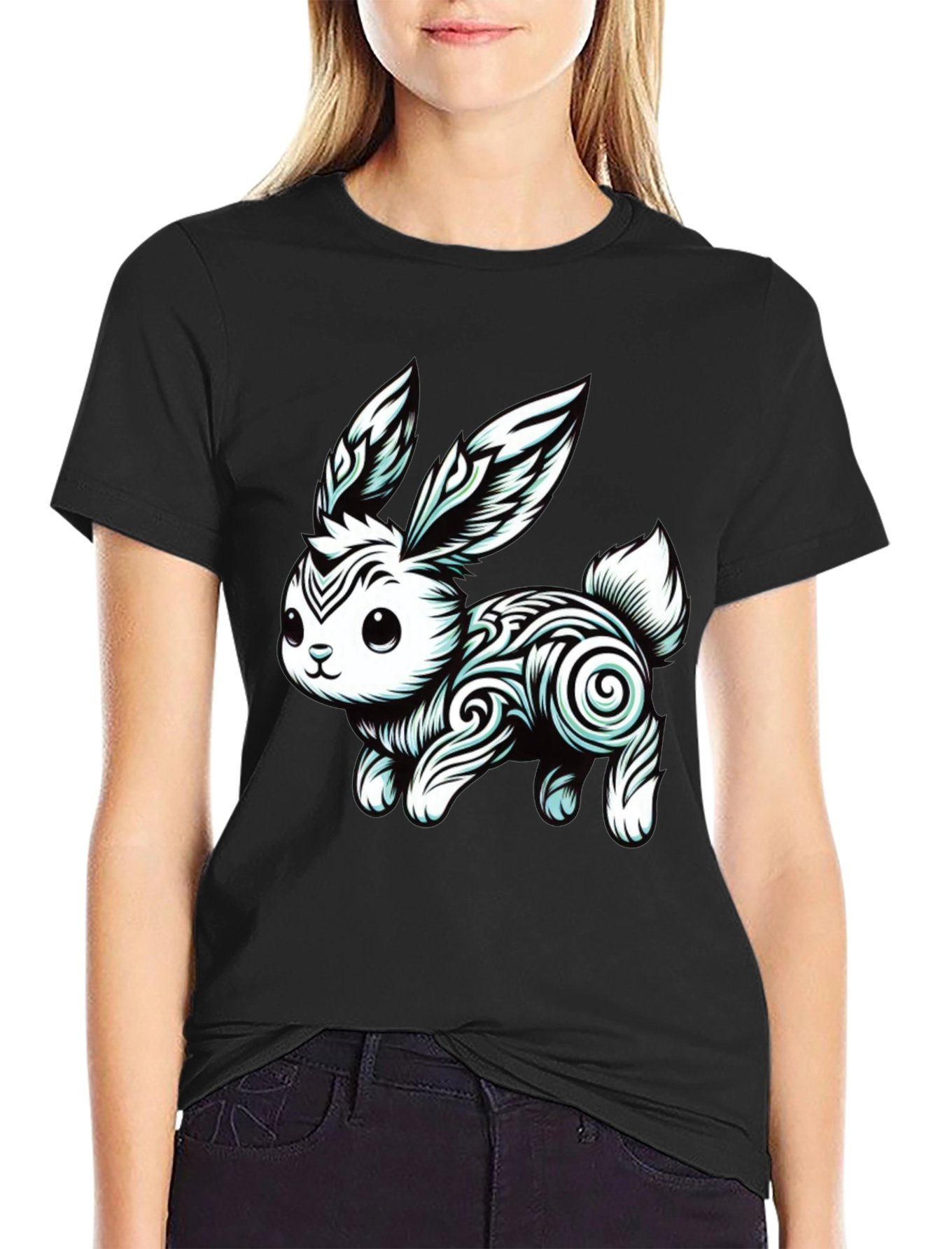 Tribal Rabbit Graphic Tee - Unique Design