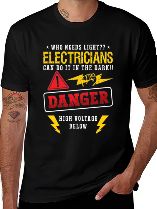 Electrician Danger High Voltage Graphic T-Shirt