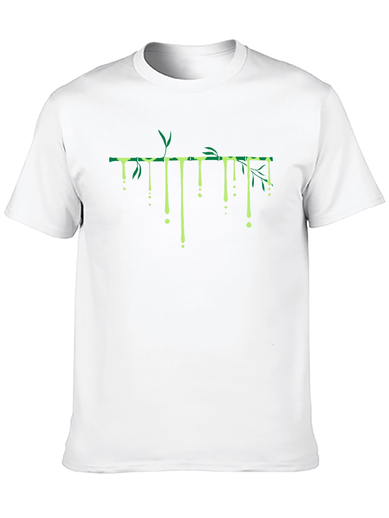 Bamboo Drip Graphic Tee - Black Cotton Casual T-Shirt