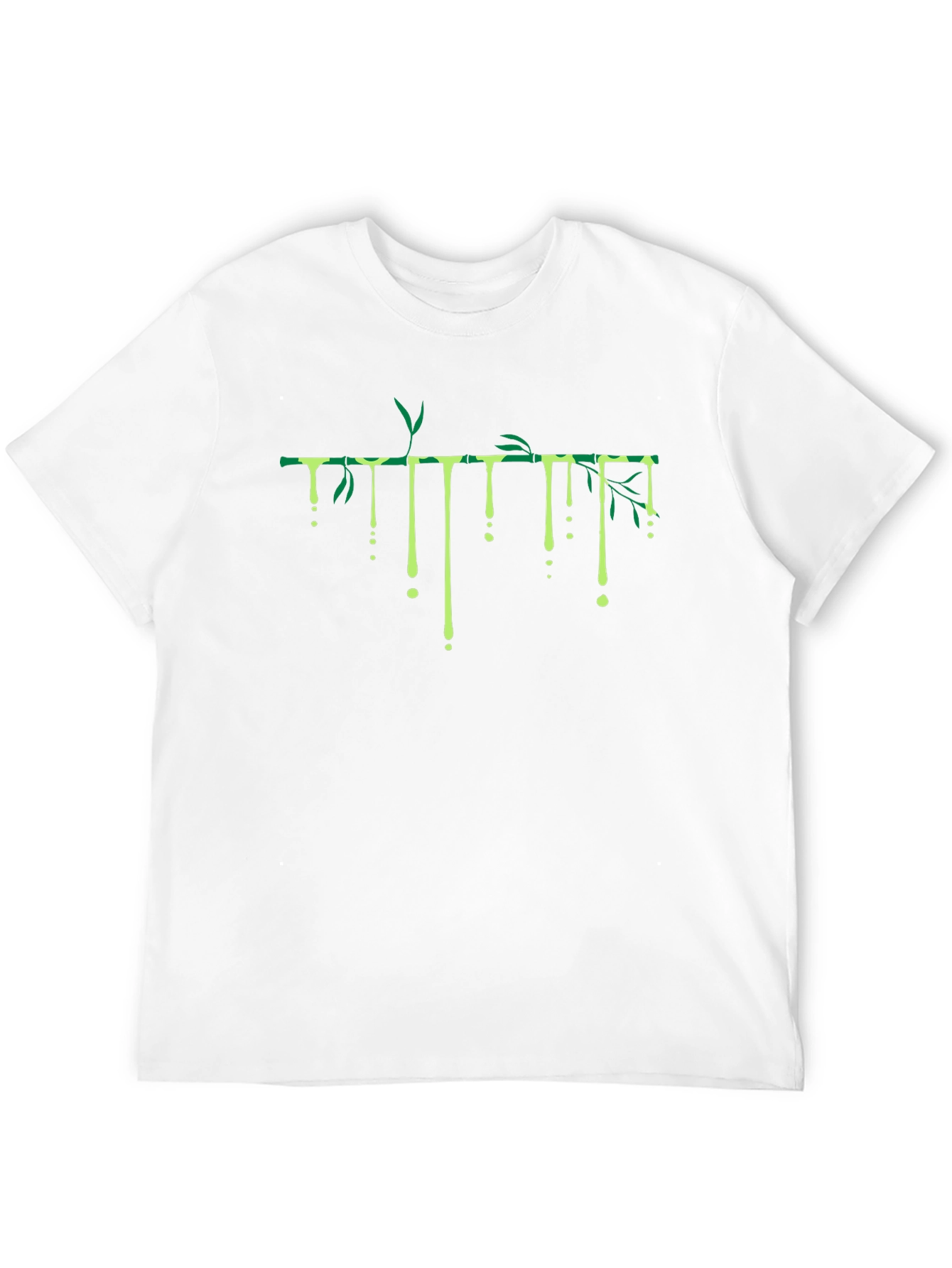 Bamboo Drip Graphic Tee - Black Cotton Casual T-Shirt