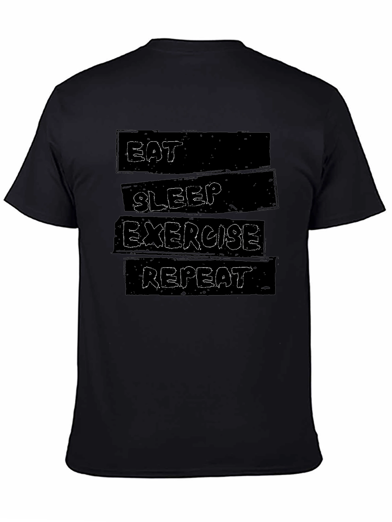 Eat Sleep Exercise Repeat Graphic Tee - Black
