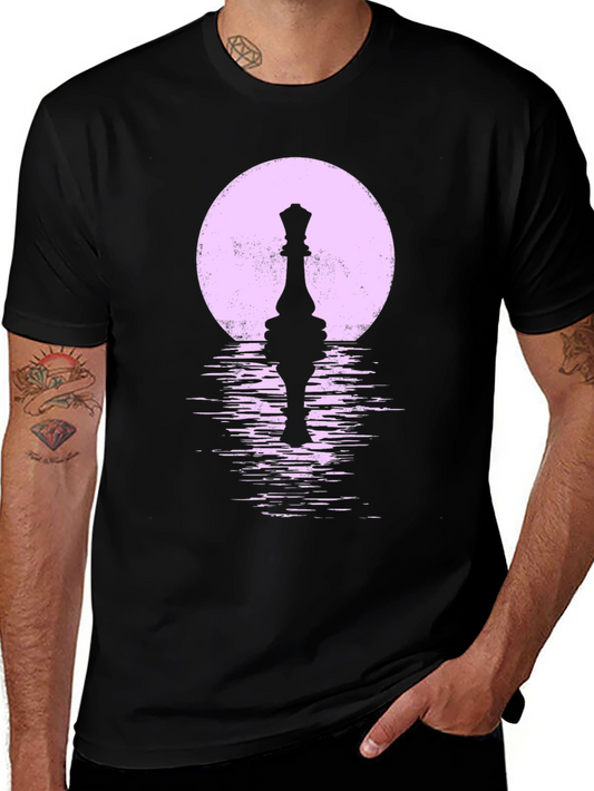 Chess Queen Moon Black T-Shirt