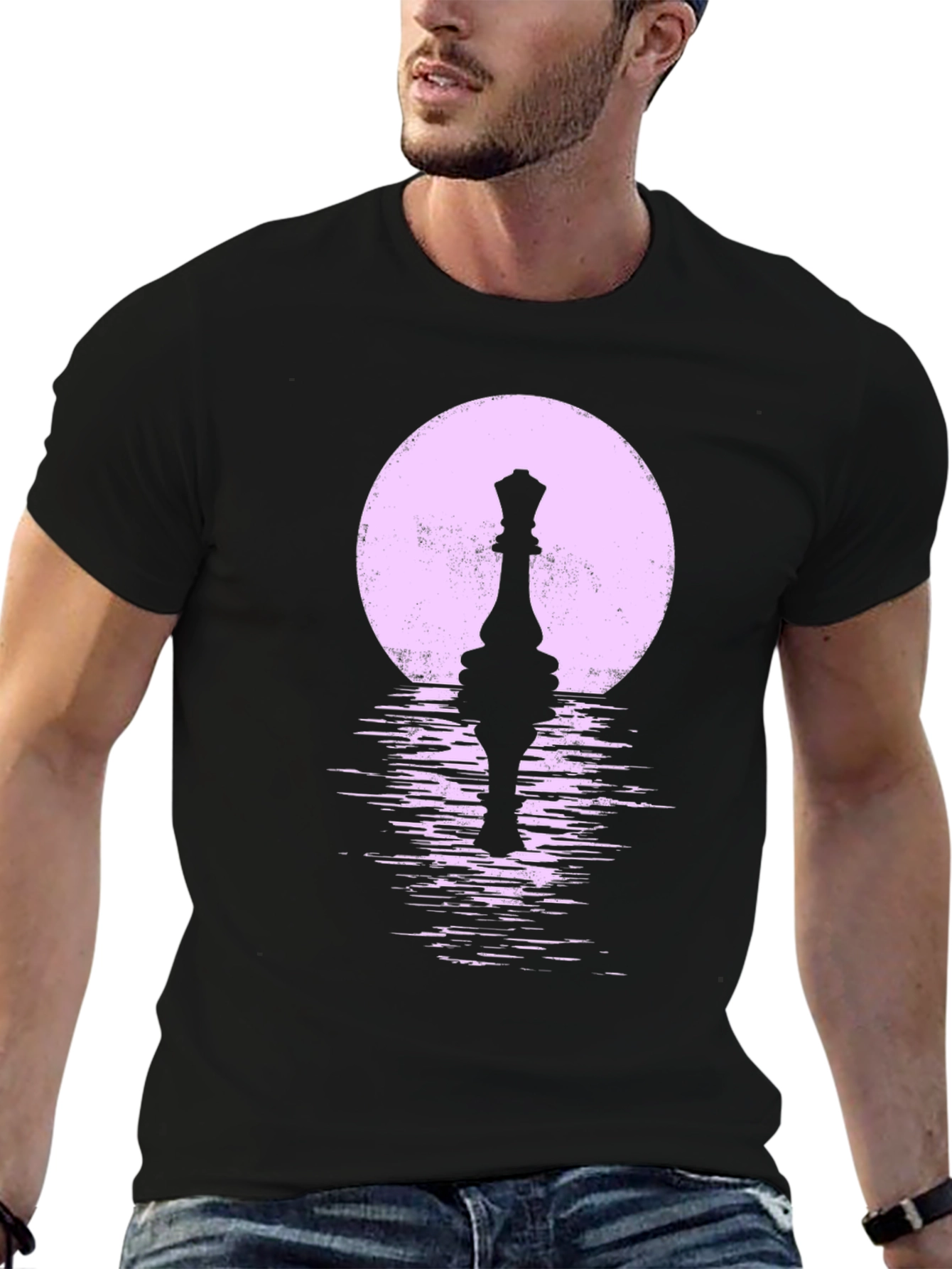 Chess Queen Moon Black T-Shirt