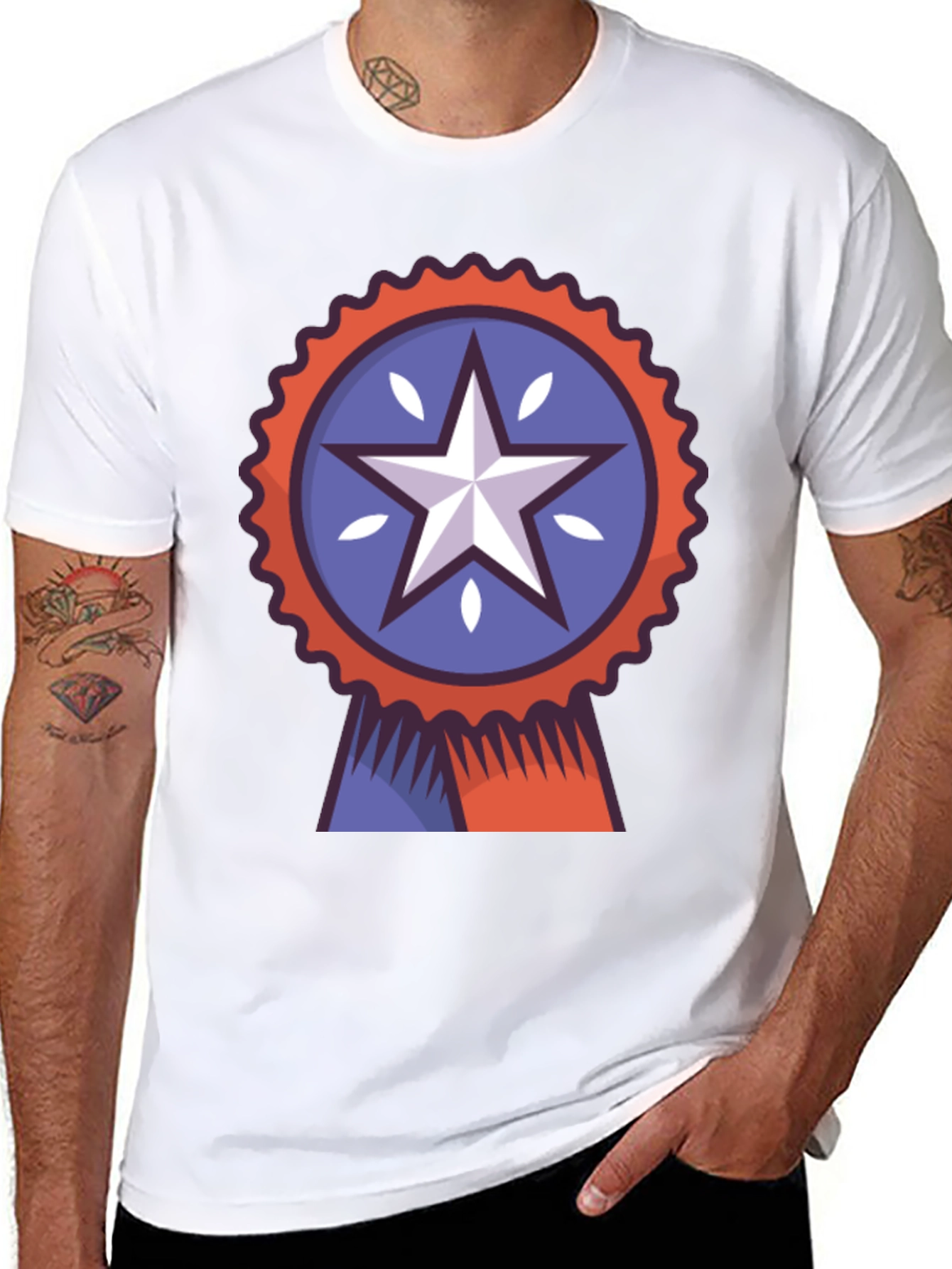 Patriotic Star Ribbon Graphic Tee