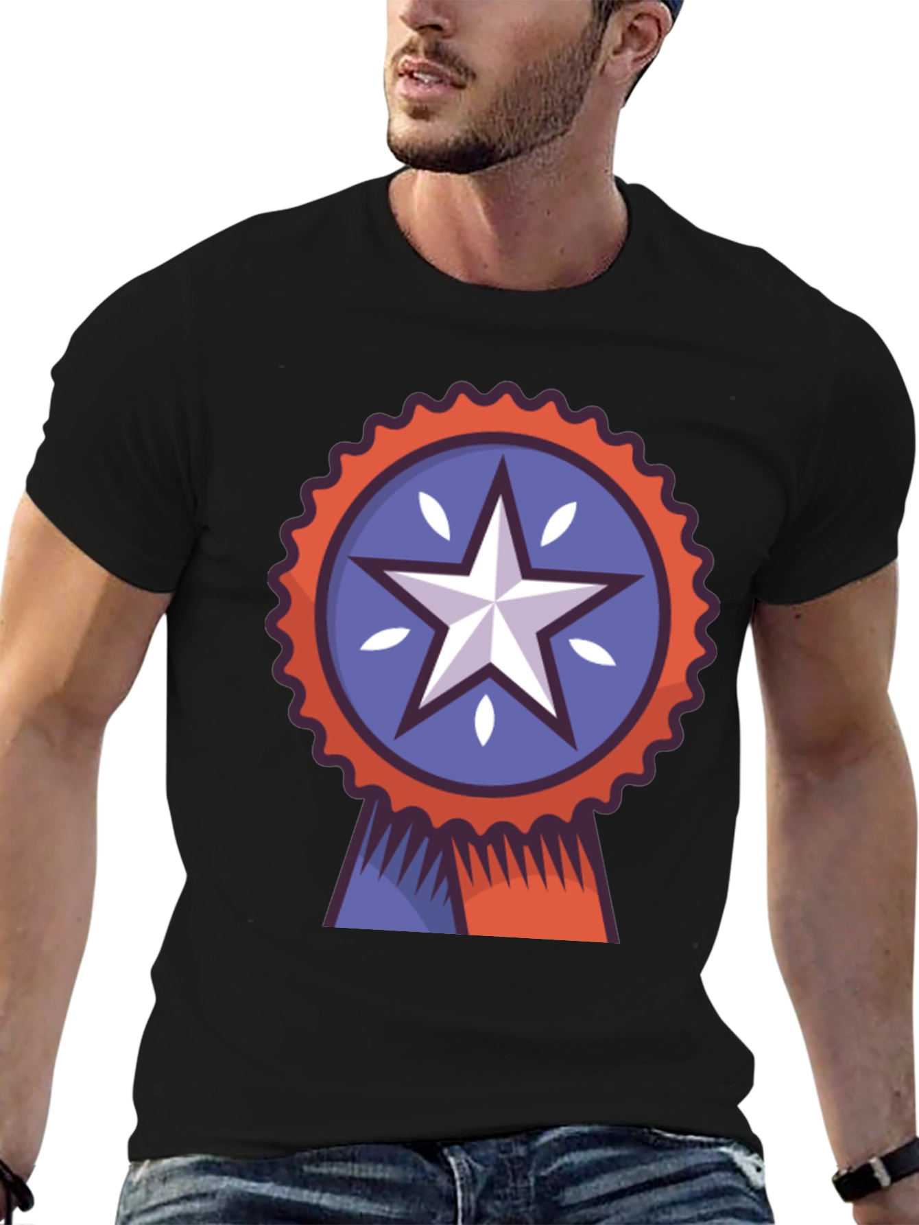 Patriotic Star Ribbon Graphic Tee