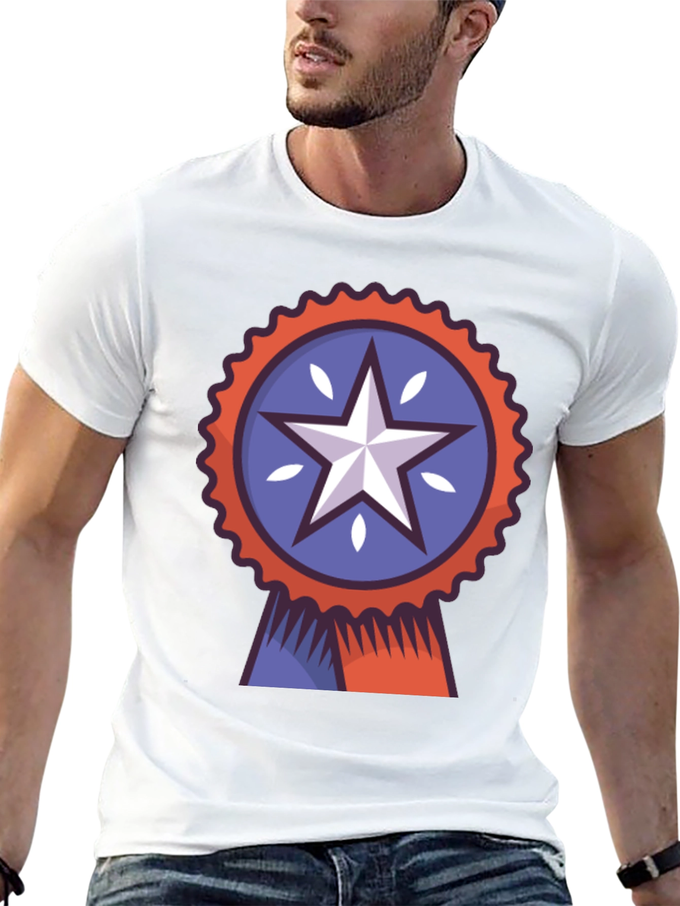 Patriotic Star Ribbon Graphic Tee
