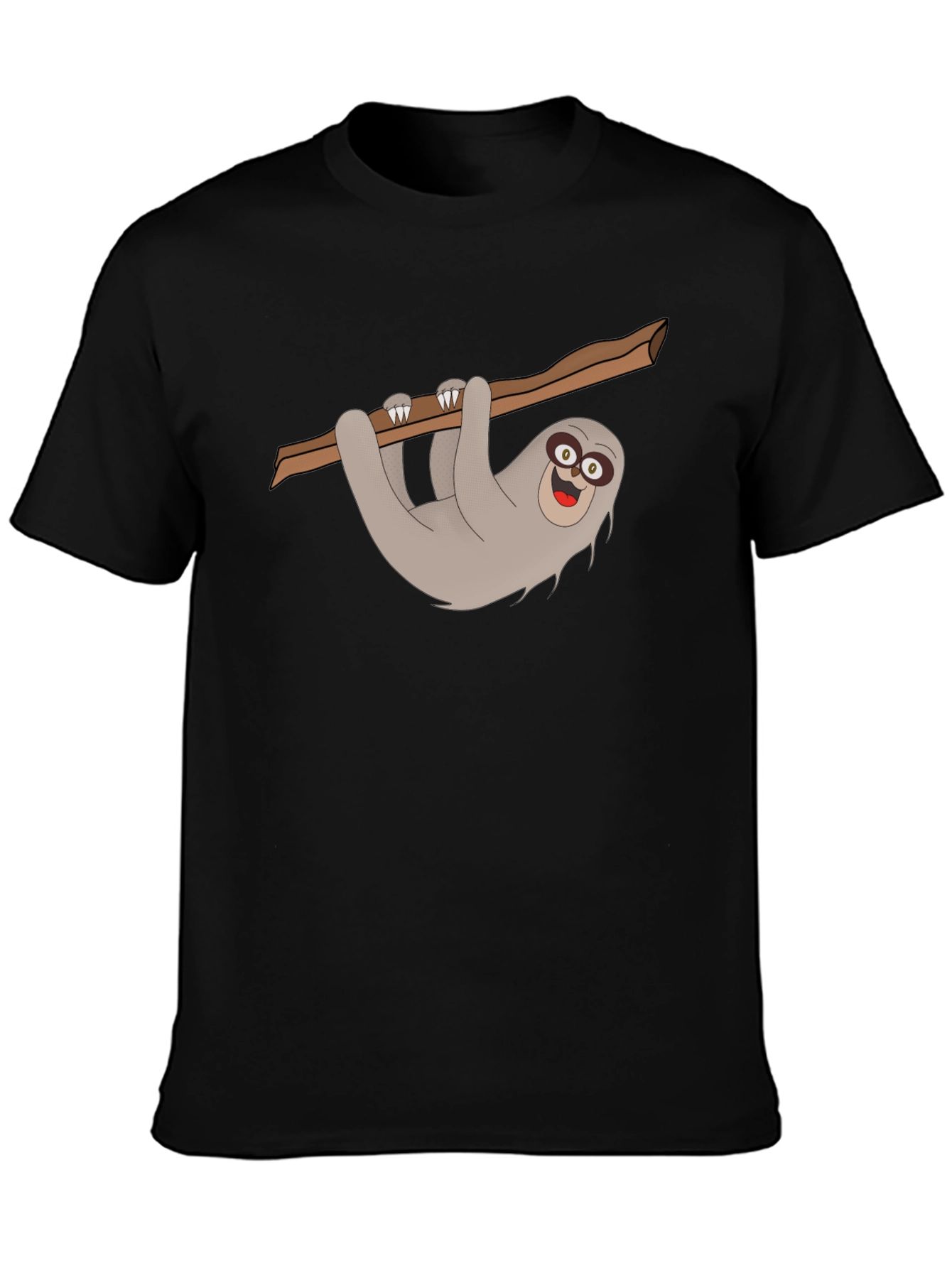 Sloth Graphic Tee - Mens Black Cotton T-Shirt