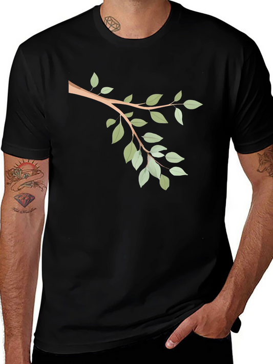 Nature Branch Graphic Tee - Casual Black T-Shirt