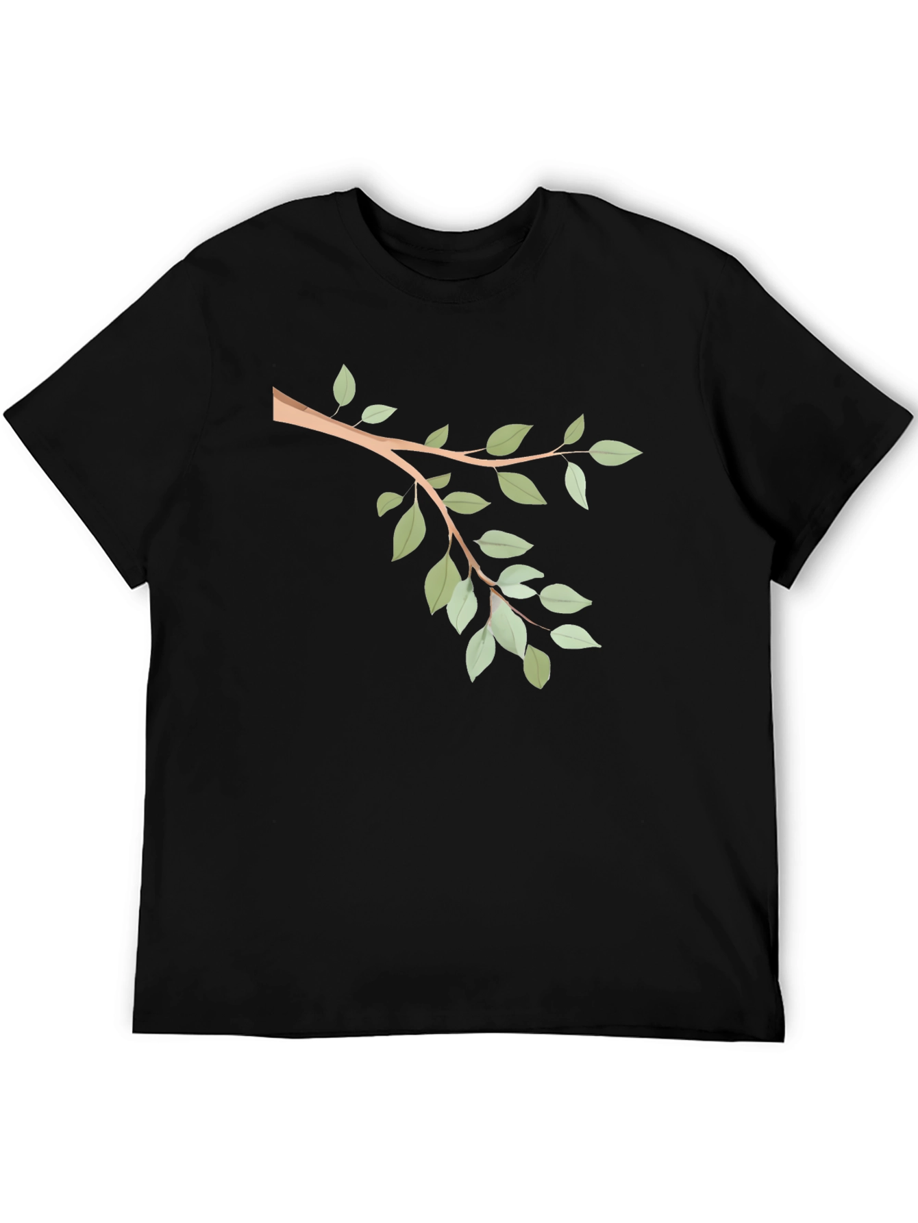 Nature Branch Graphic Tee - Casual Black T-Shirt