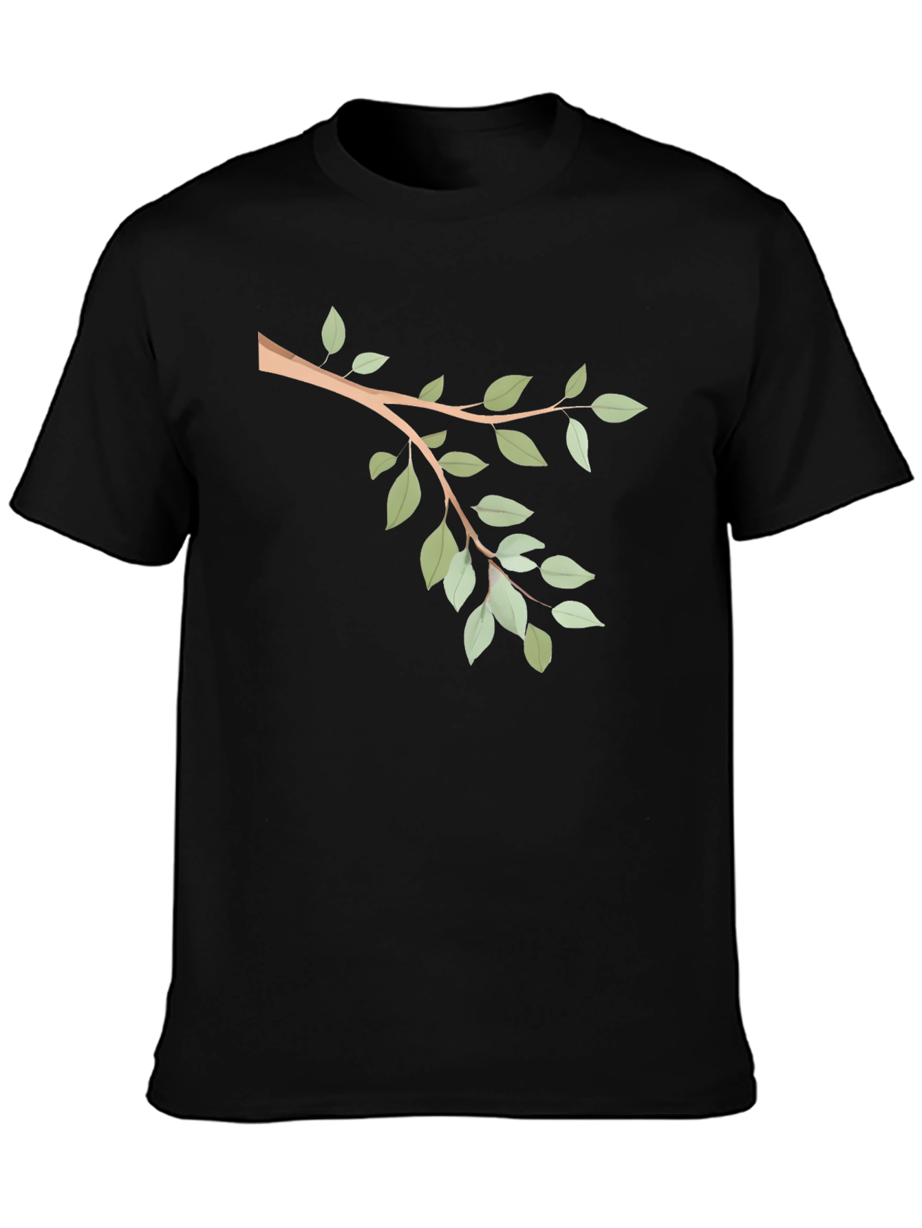 Nature Branch Graphic Tee - Casual Black T-Shirt