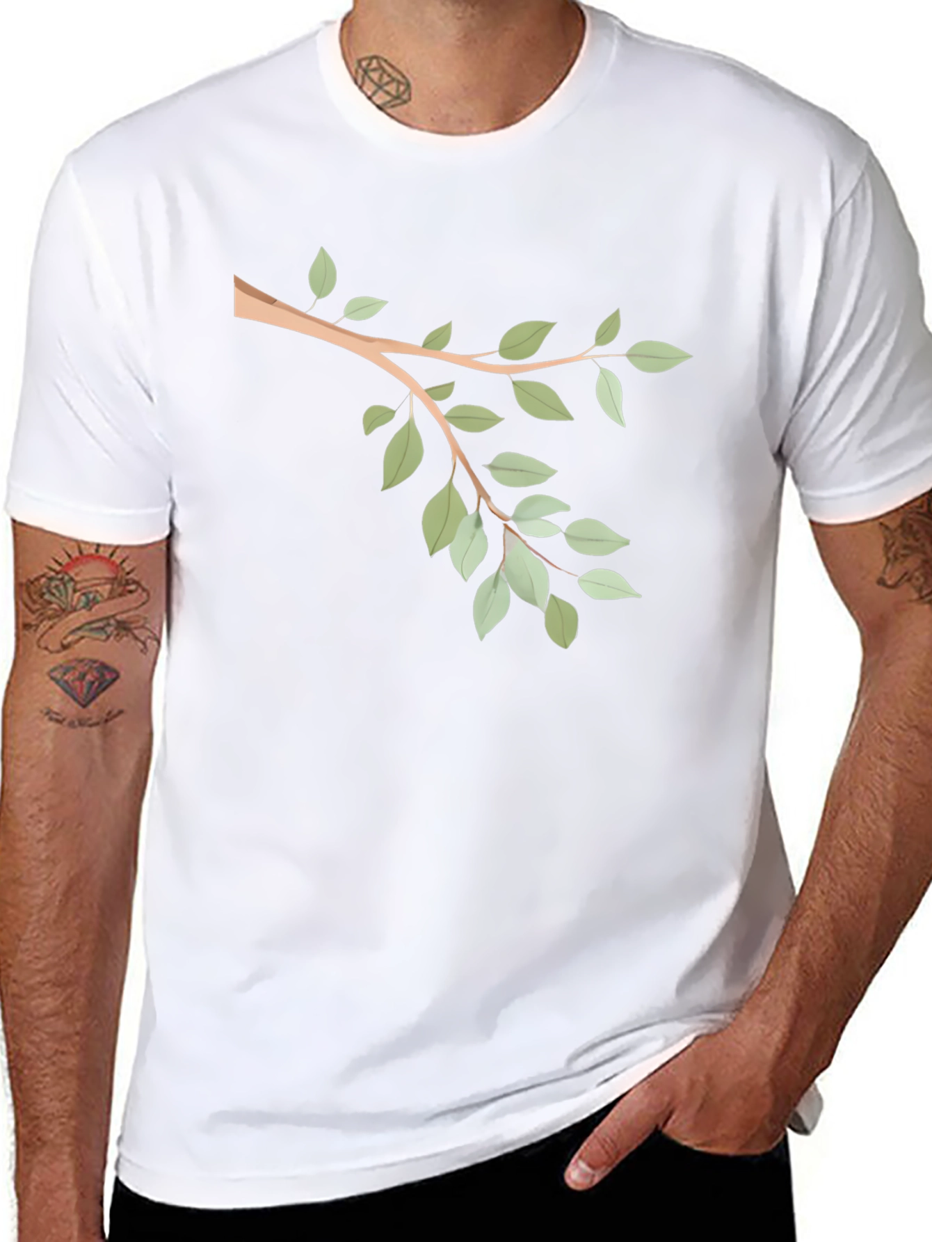 Nature Branch Graphic Tee - Casual Black T-Shirt