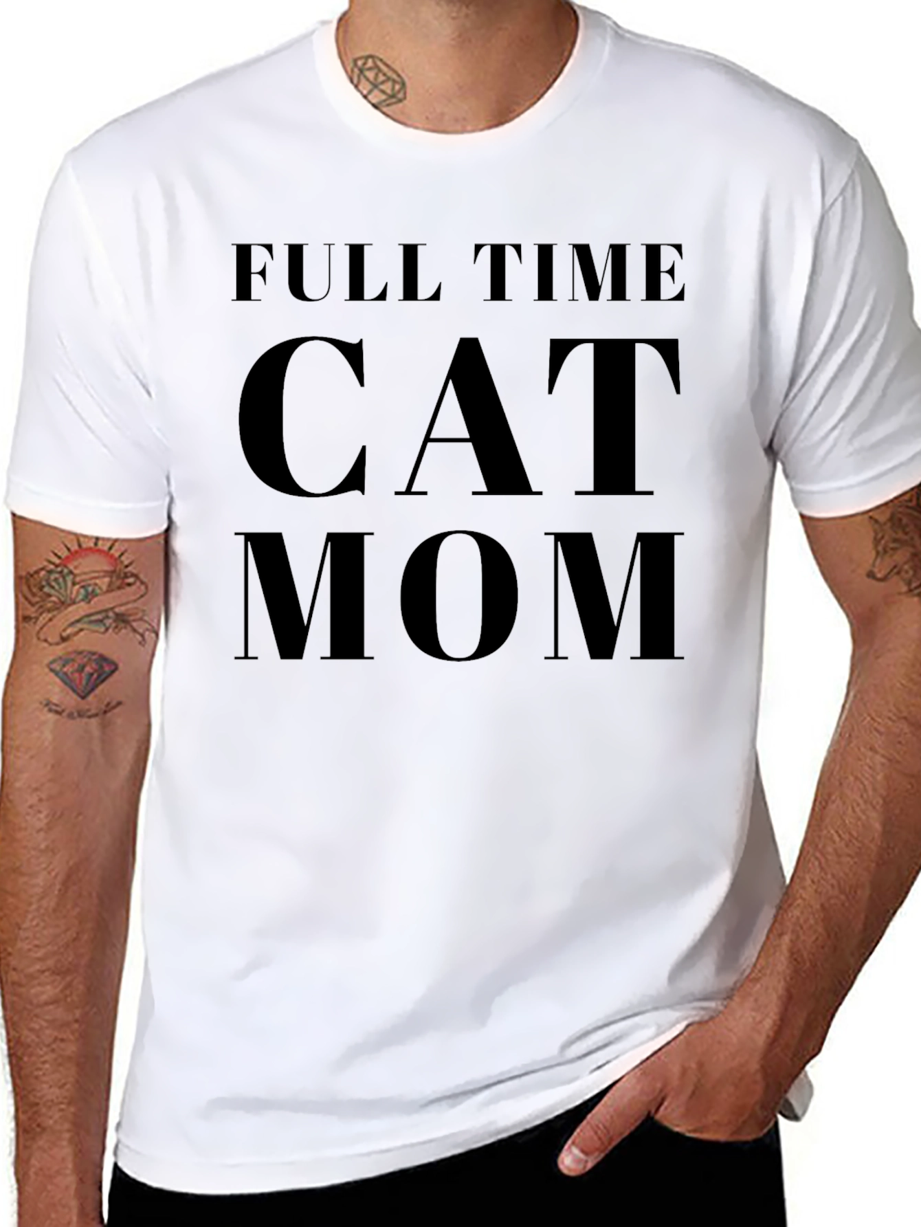 Full Time Cat Mom Black T-Shirt