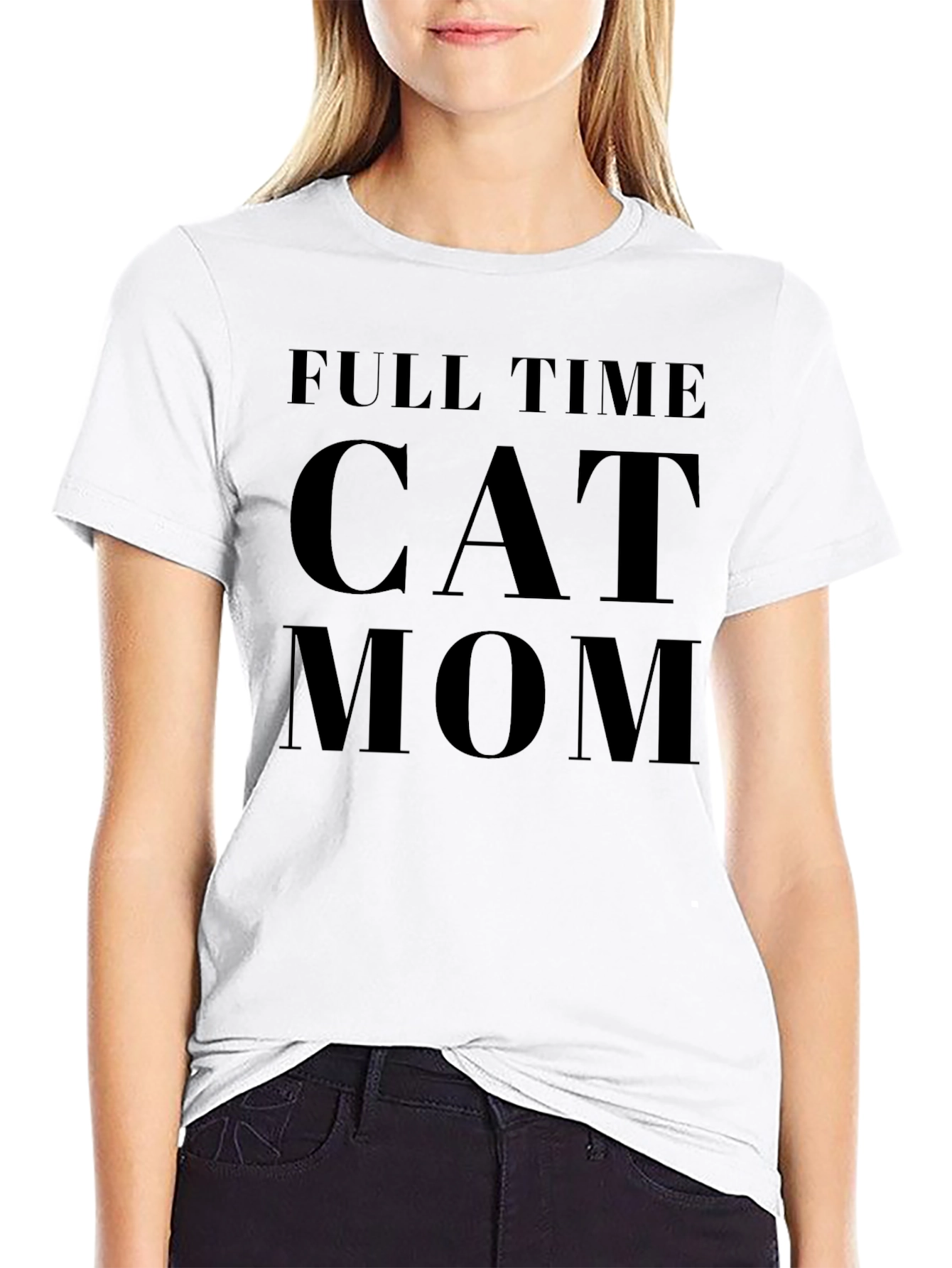 Full Time Cat Mom Black T-Shirt
