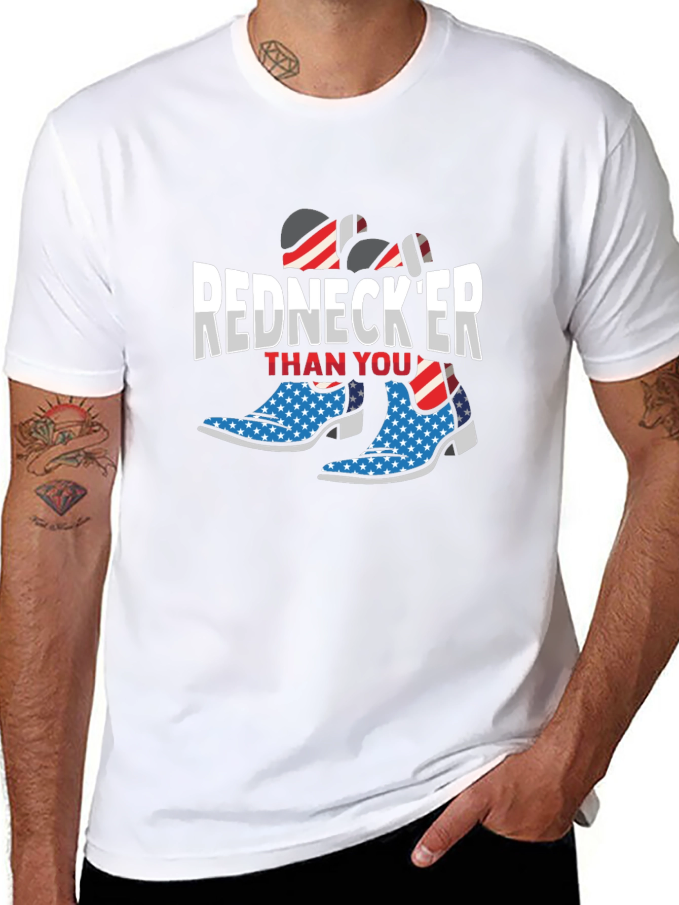Rednecker Than You T-Shirt - Patriotic Cowboy Boots