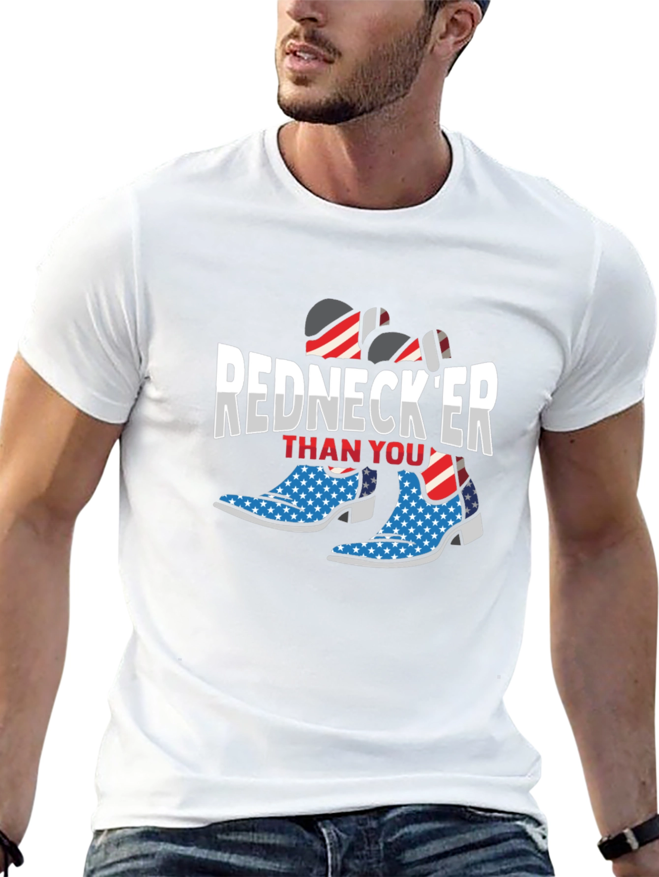 Rednecker Than You T-Shirt - Patriotic Cowboy Boots