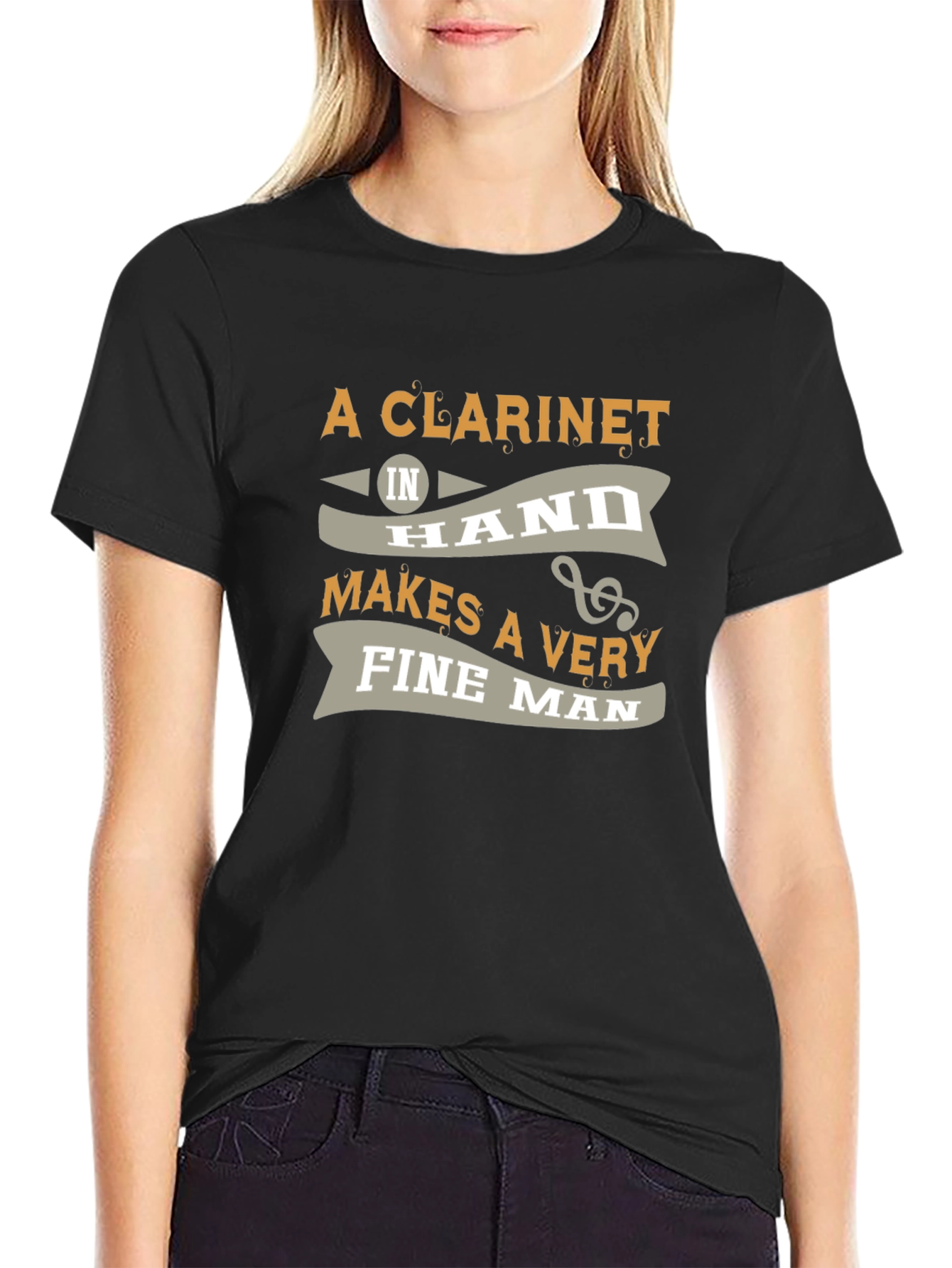 Clarinet Fine Man Black Graphic T-Shirt