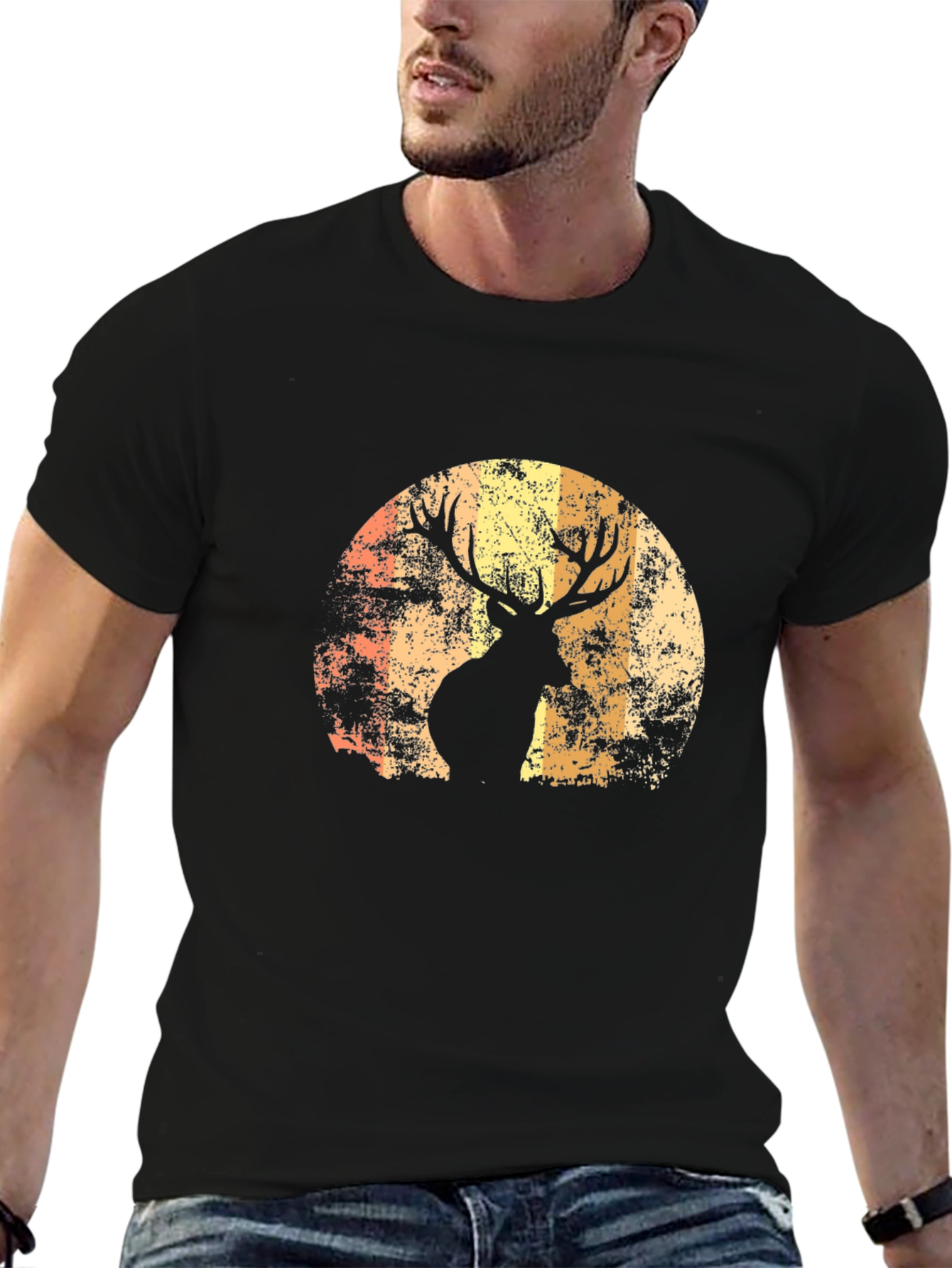 Deer Silhouette Graphic Tee - Mens Black T-Shirt
