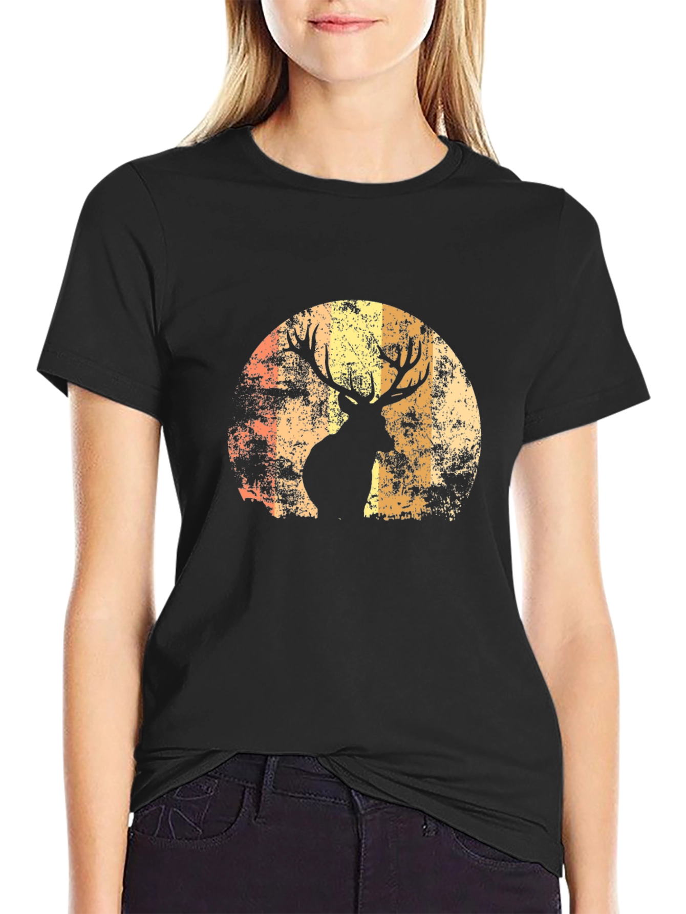 Deer Silhouette Graphic Tee - Mens Black T-Shirt