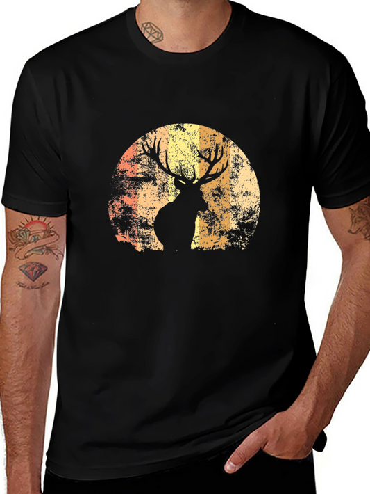 Deer Silhouette Graphic Tee - Mens Black T-Shirt