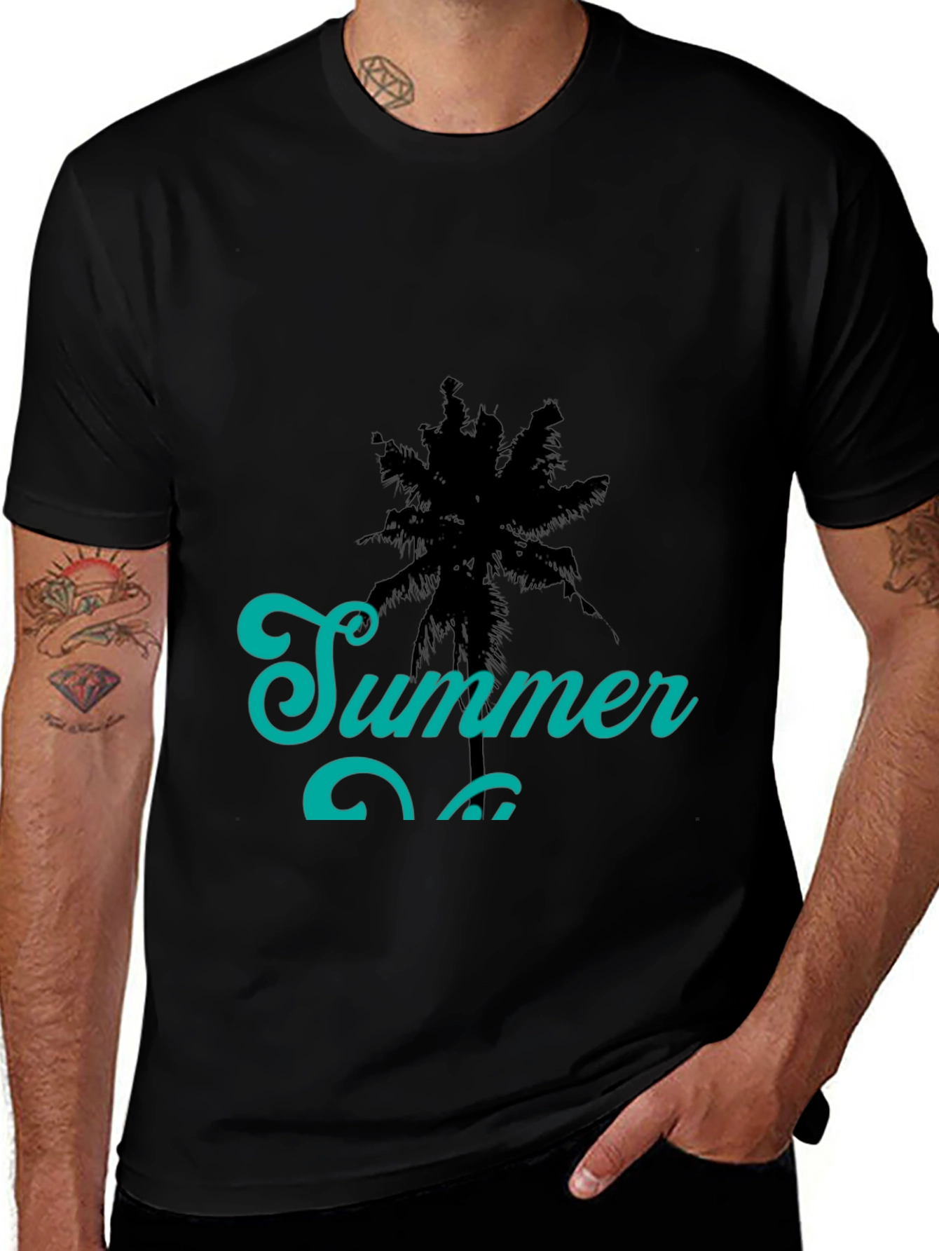Summer Vibes Black Graphic Tee