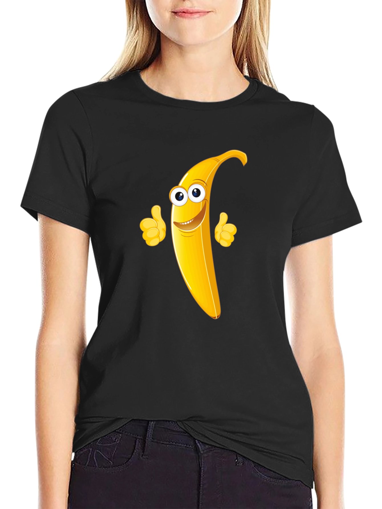 Banana Character Black T-Shirt