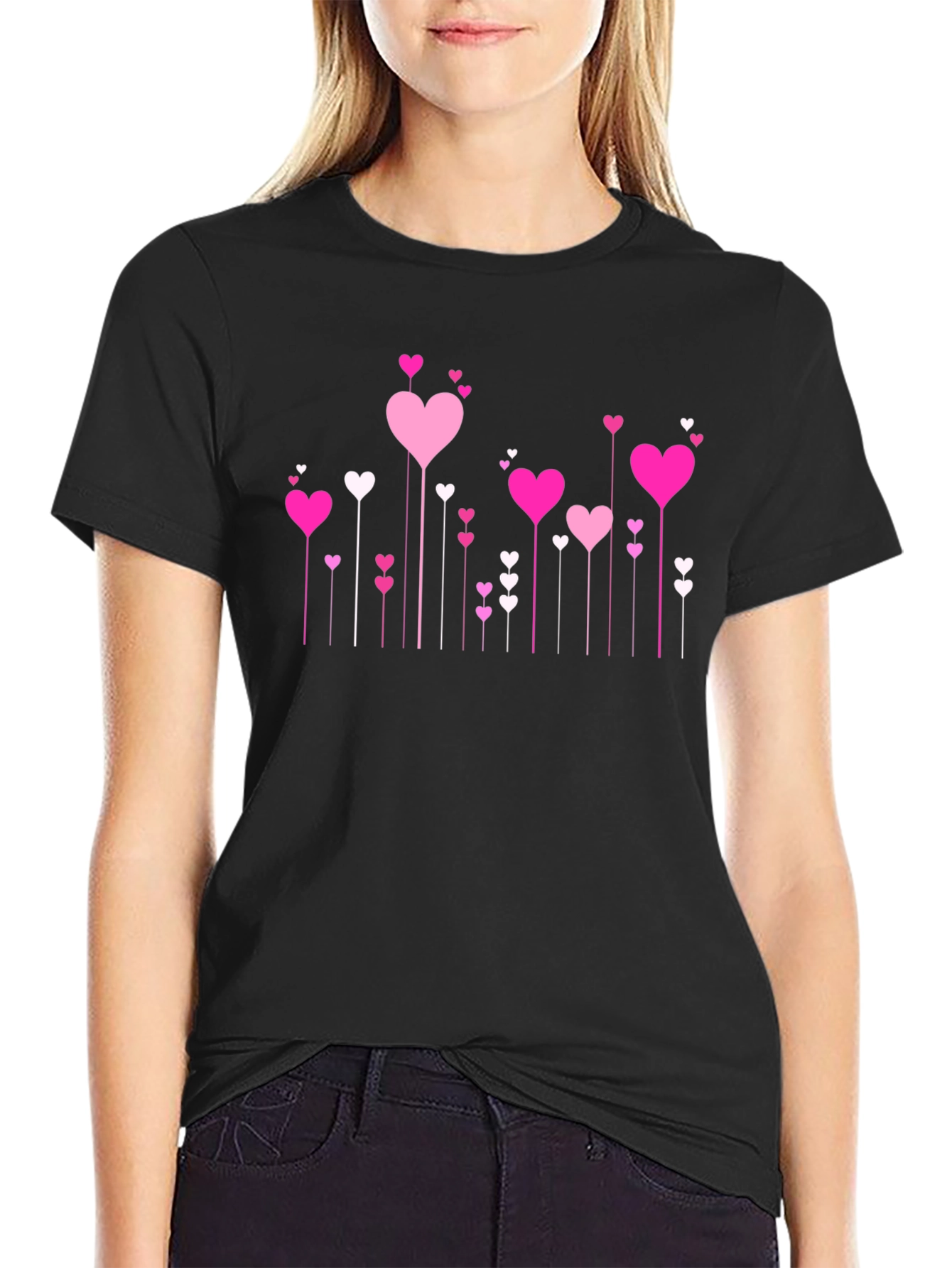 Heart Throb Tee - Love Design Black T-Shirt