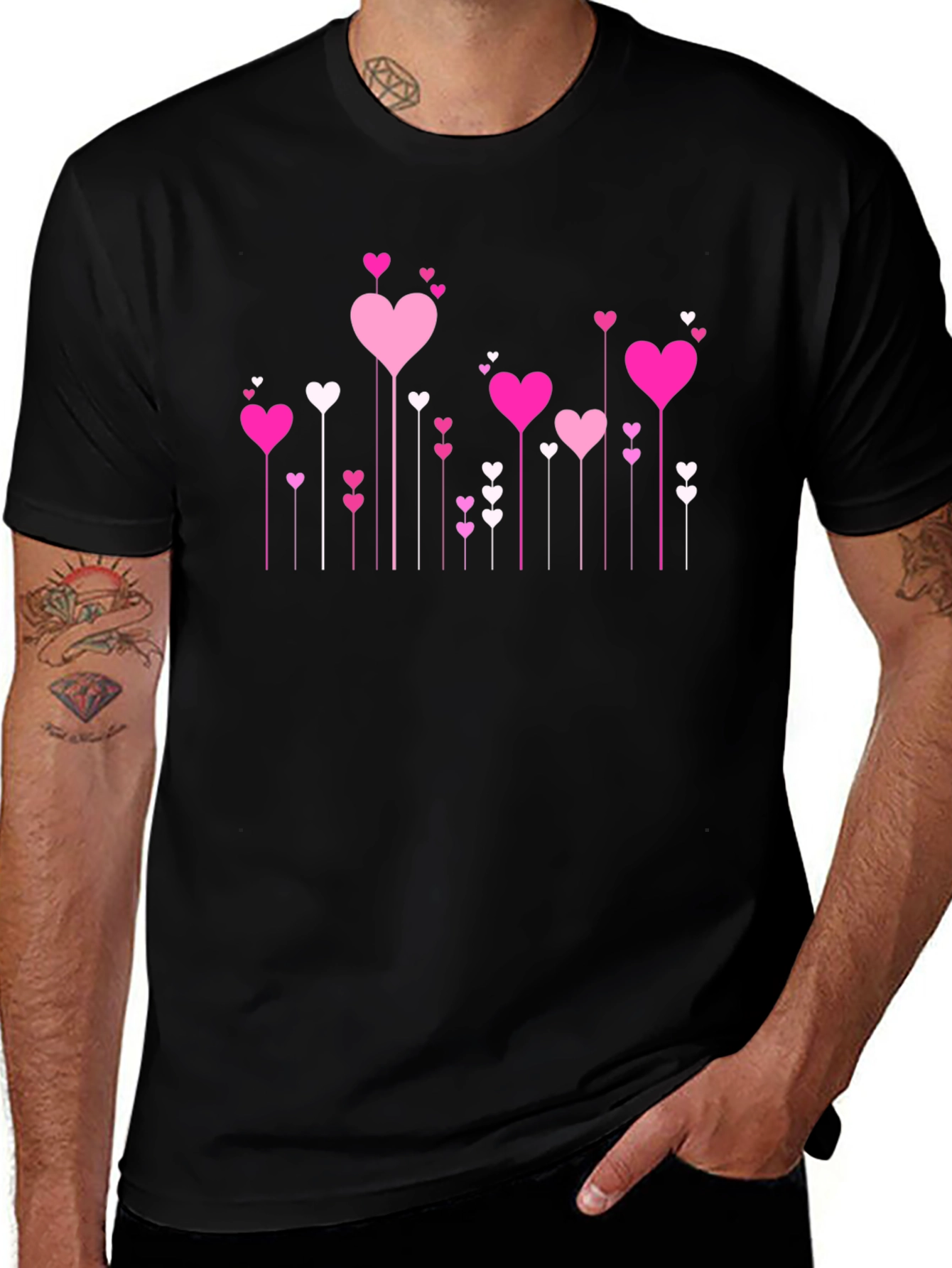 Heart Throb Tee - Love Design Black T-Shirt