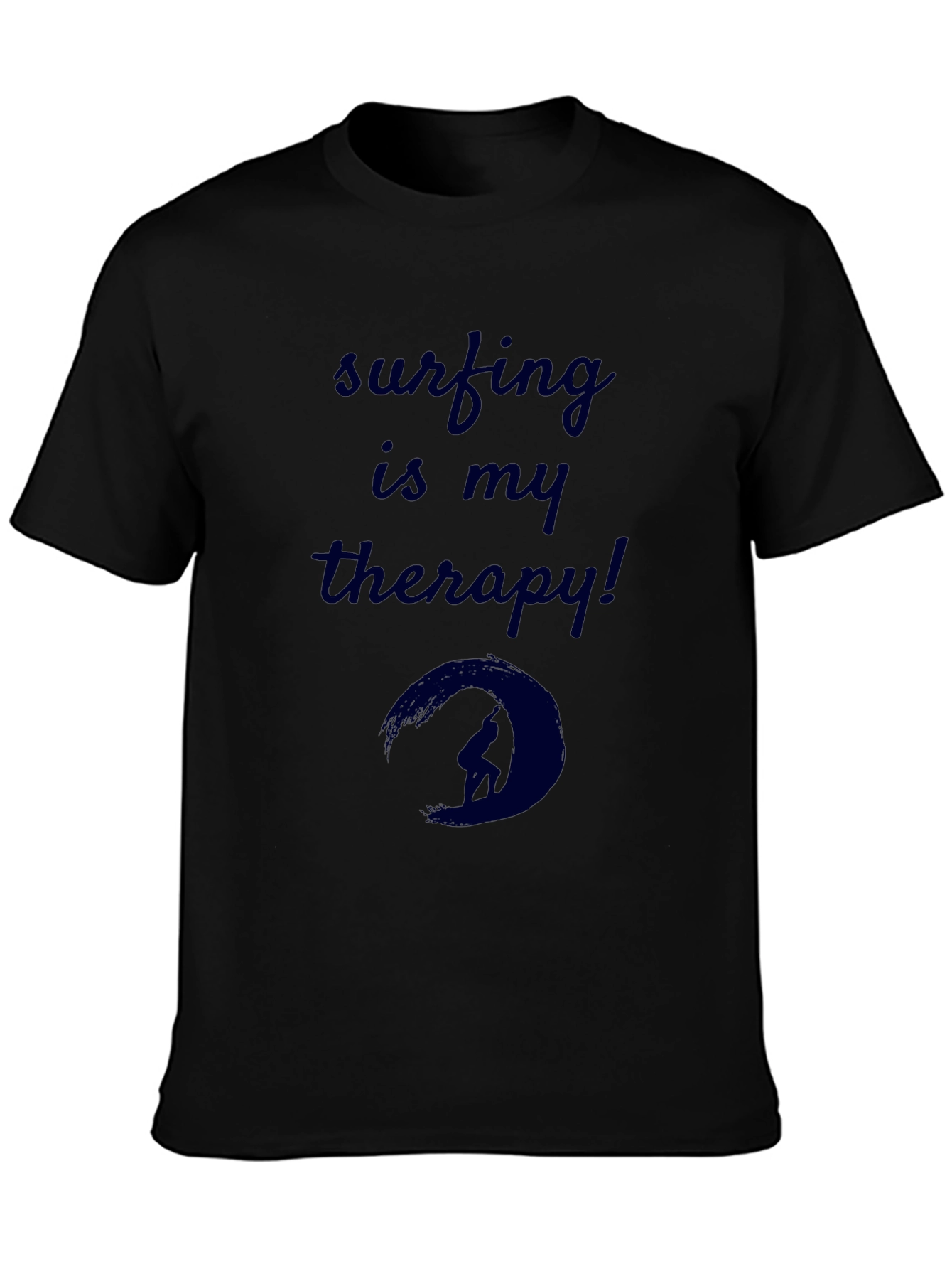 Surfing is My Therapy Black T-Shirt
