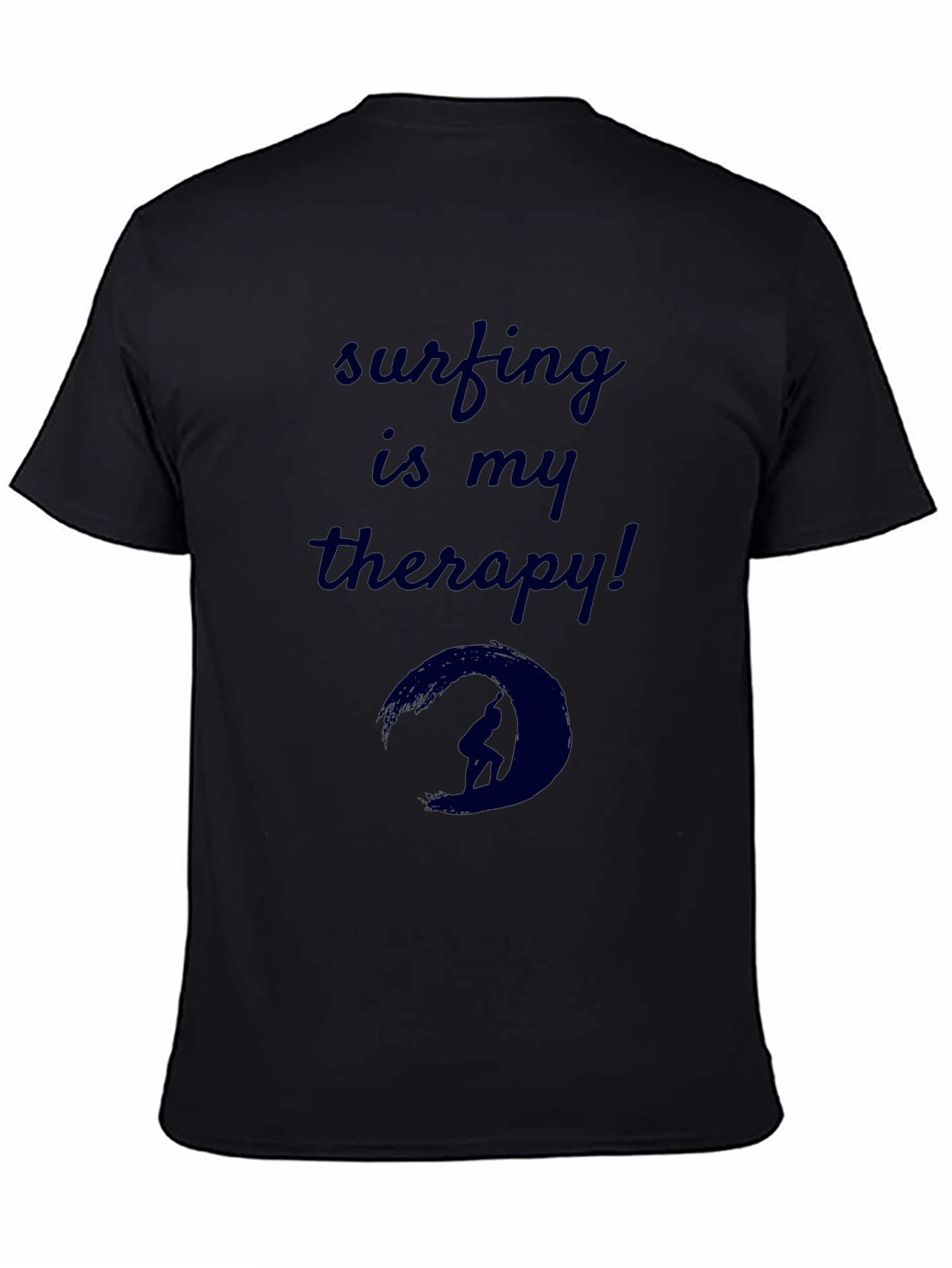 Surfing is My Therapy Black T-Shirt