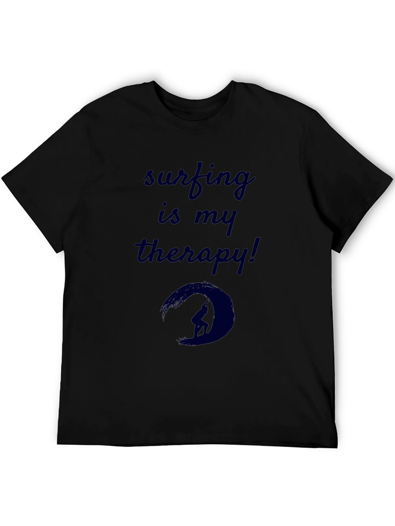 Surfing is My Therapy Black T-Shirt