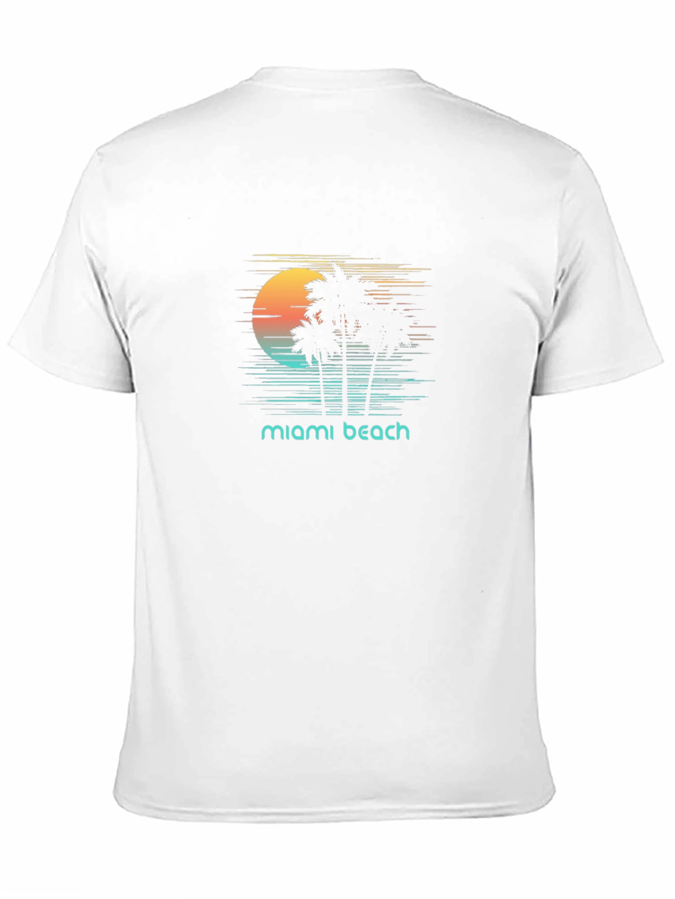 Miami Beach Sunset T-Shirt - Retro Palm Tree Design