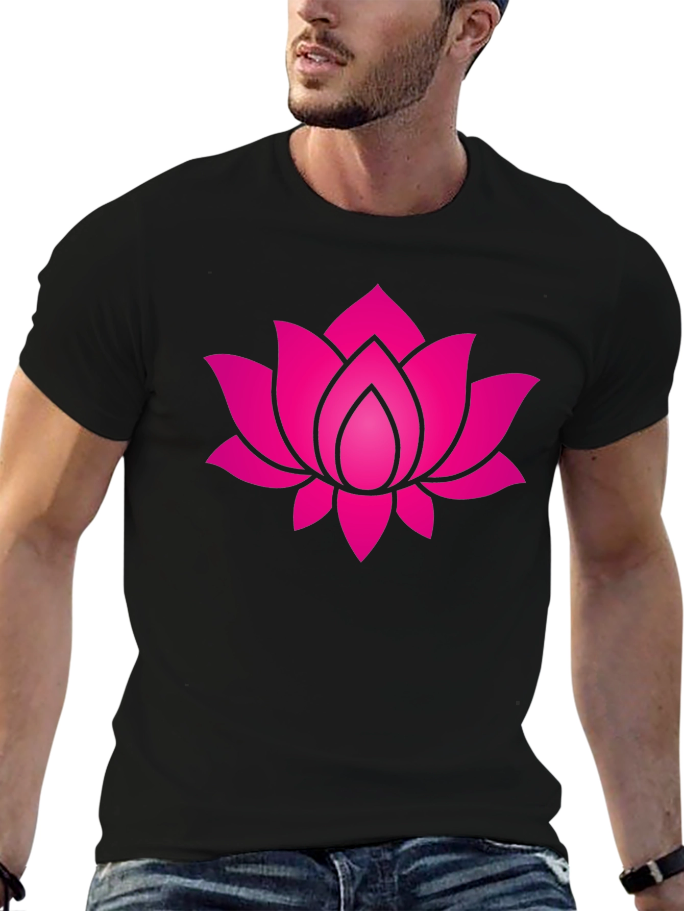 Lotus Flower Graphic Tee - Black