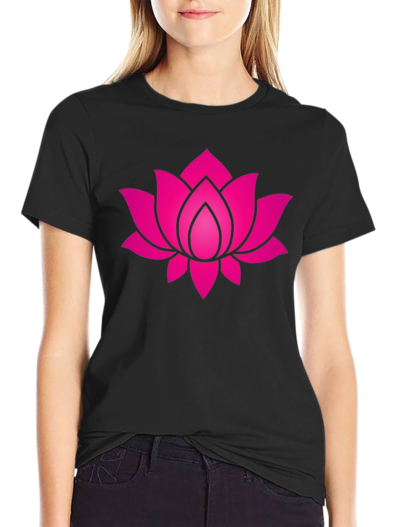 Lotus Flower Graphic Tee - Black