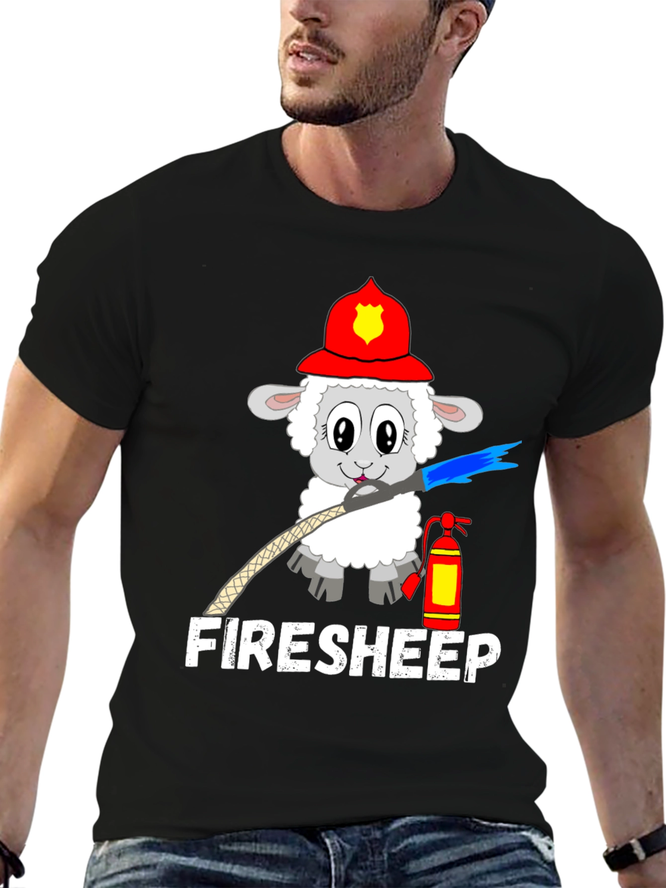 Funny Fire Sheep Graphic T-Shirt