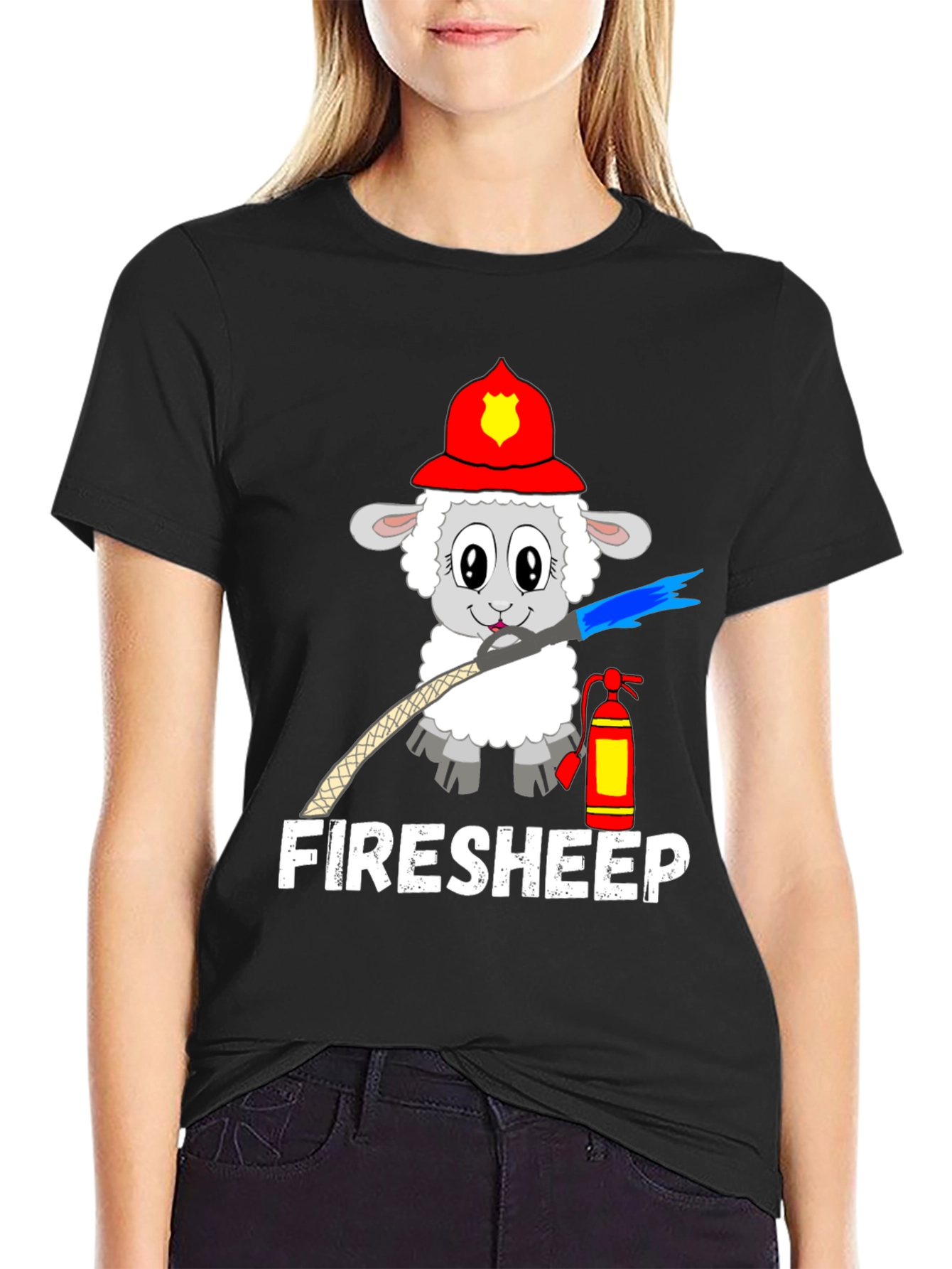 Funny Fire Sheep Graphic T-Shirt
