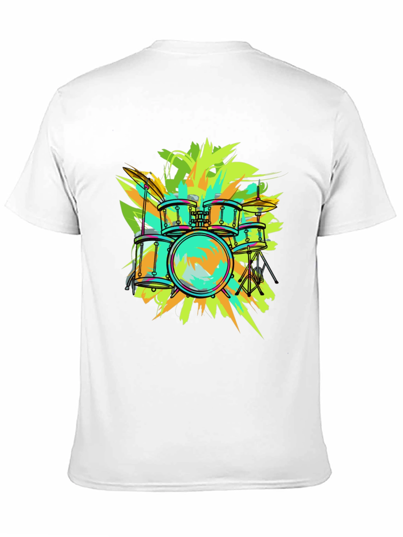 Vibrant Drum Set Graphic Tee - Music Lover T-Shirt