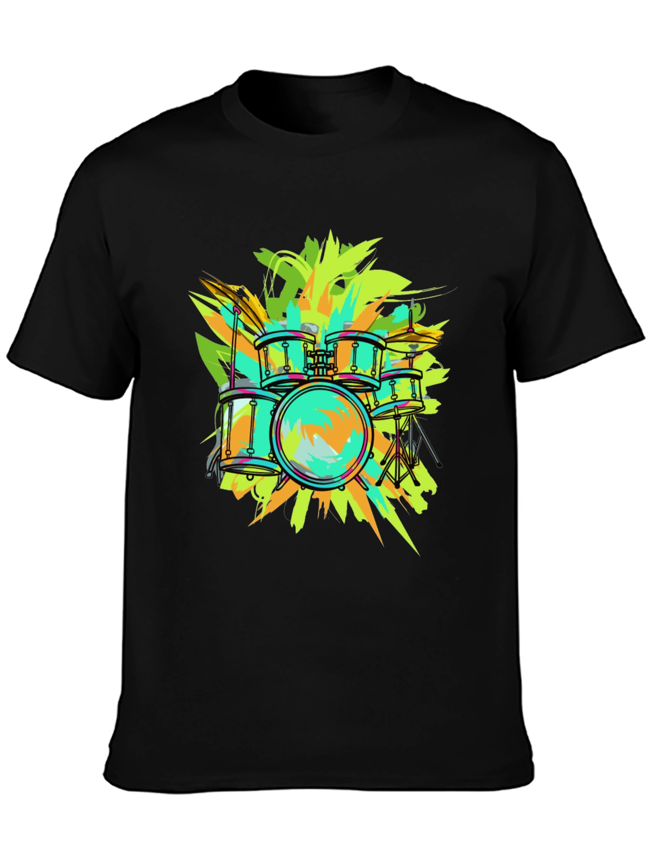 Vibrant Drum Set Graphic Tee - Music Lover T-Shirt