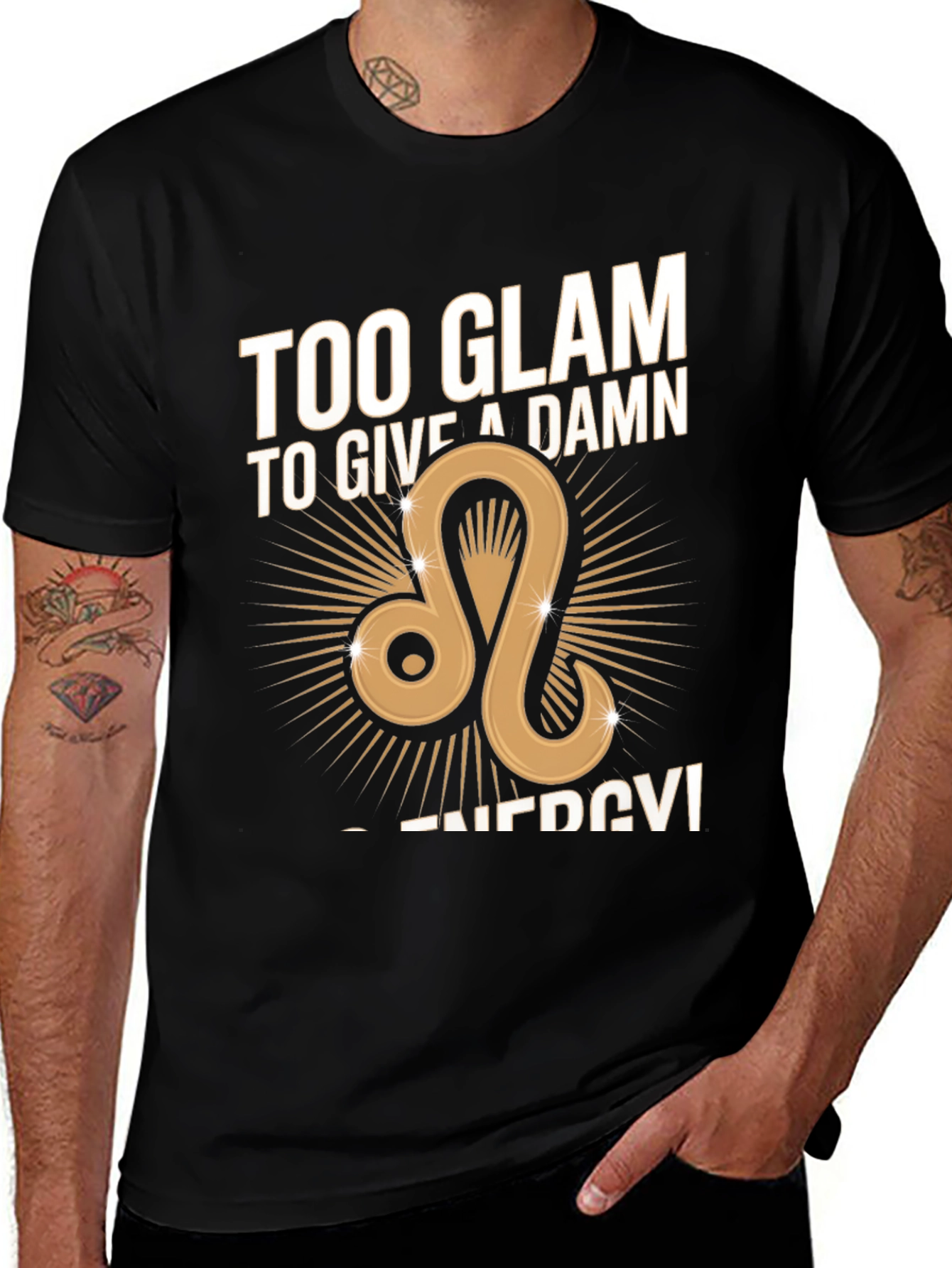 Glam Leo Zodiac Graphic Tee - Black