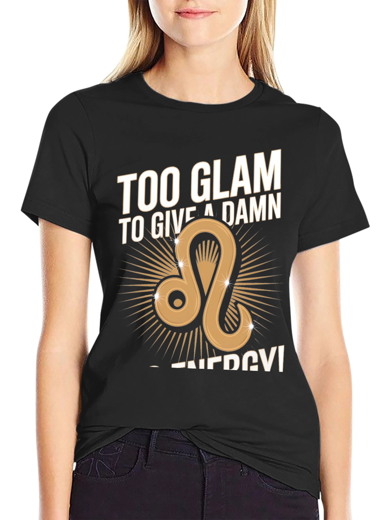 Glam Leo Zodiac Graphic Tee - Black