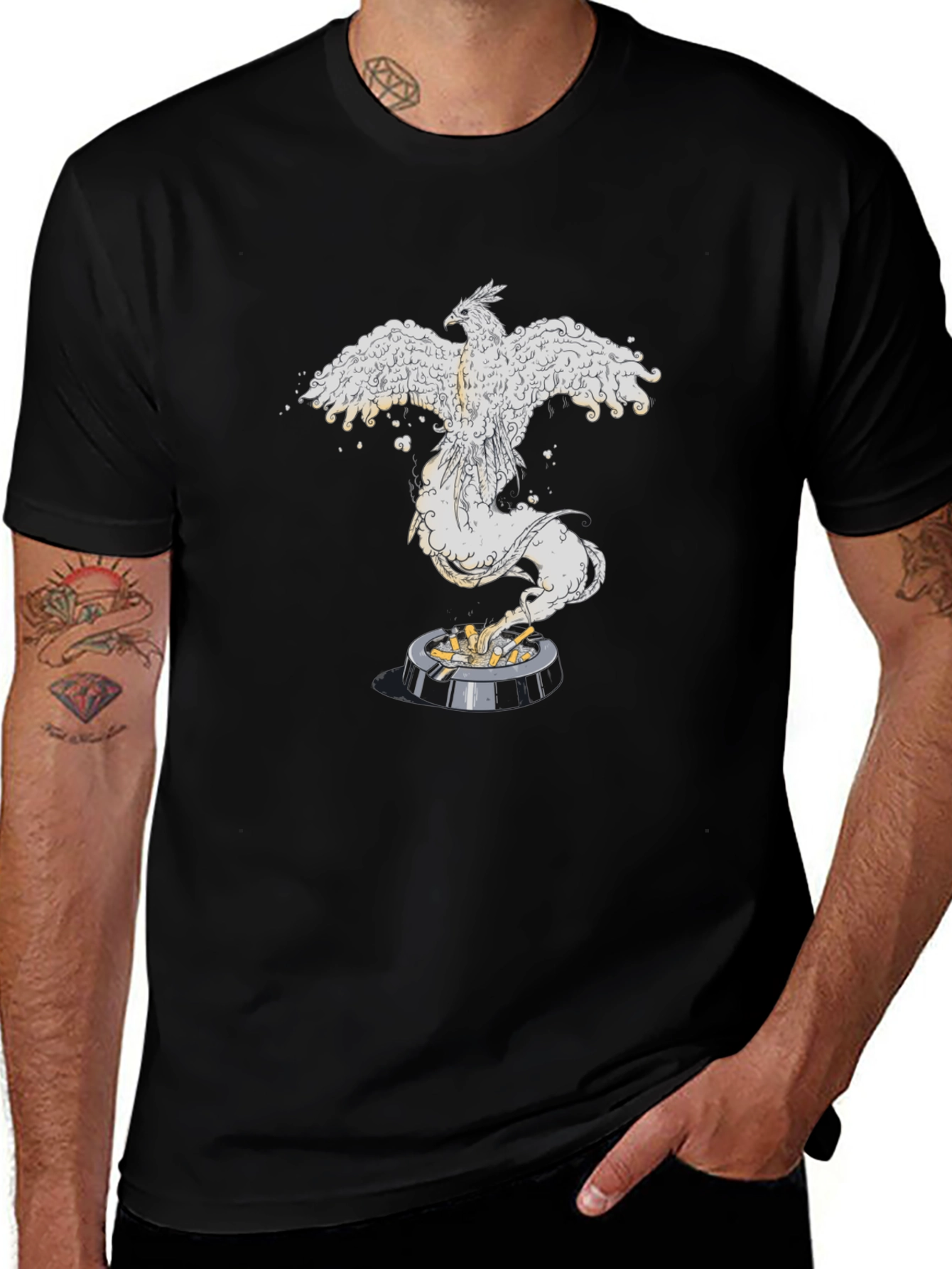 Phoenix Rising Graphic Tee - Black Cotton Comfort