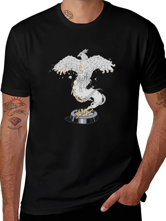 Phoenix Rising Graphic Tee - Black Cotton Comfort