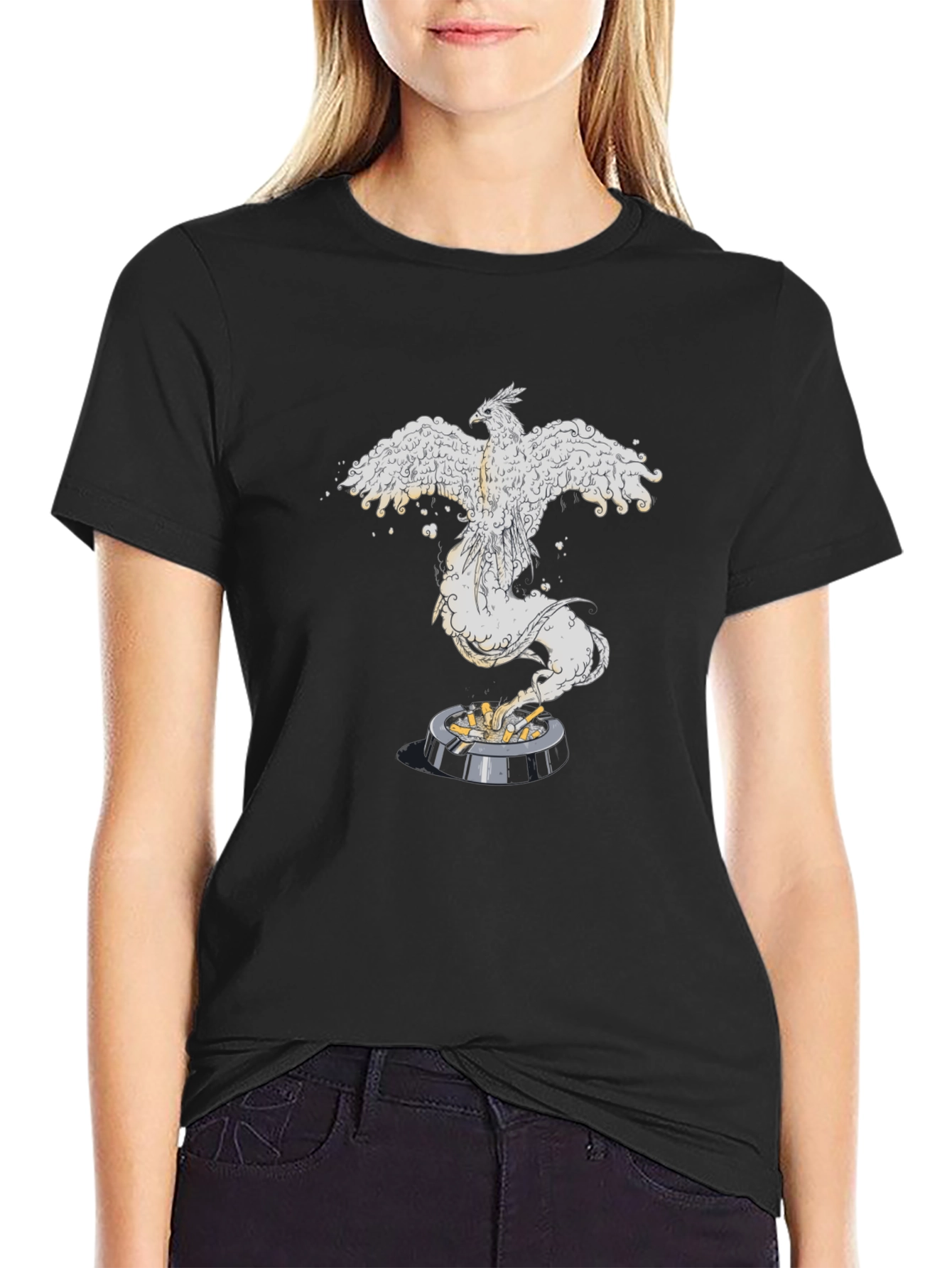 Phoenix Rising Graphic Tee - Black Cotton Comfort