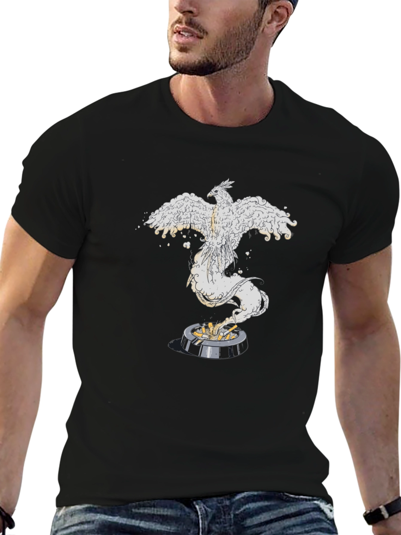 Phoenix Rising Graphic Tee - Black Cotton Comfort