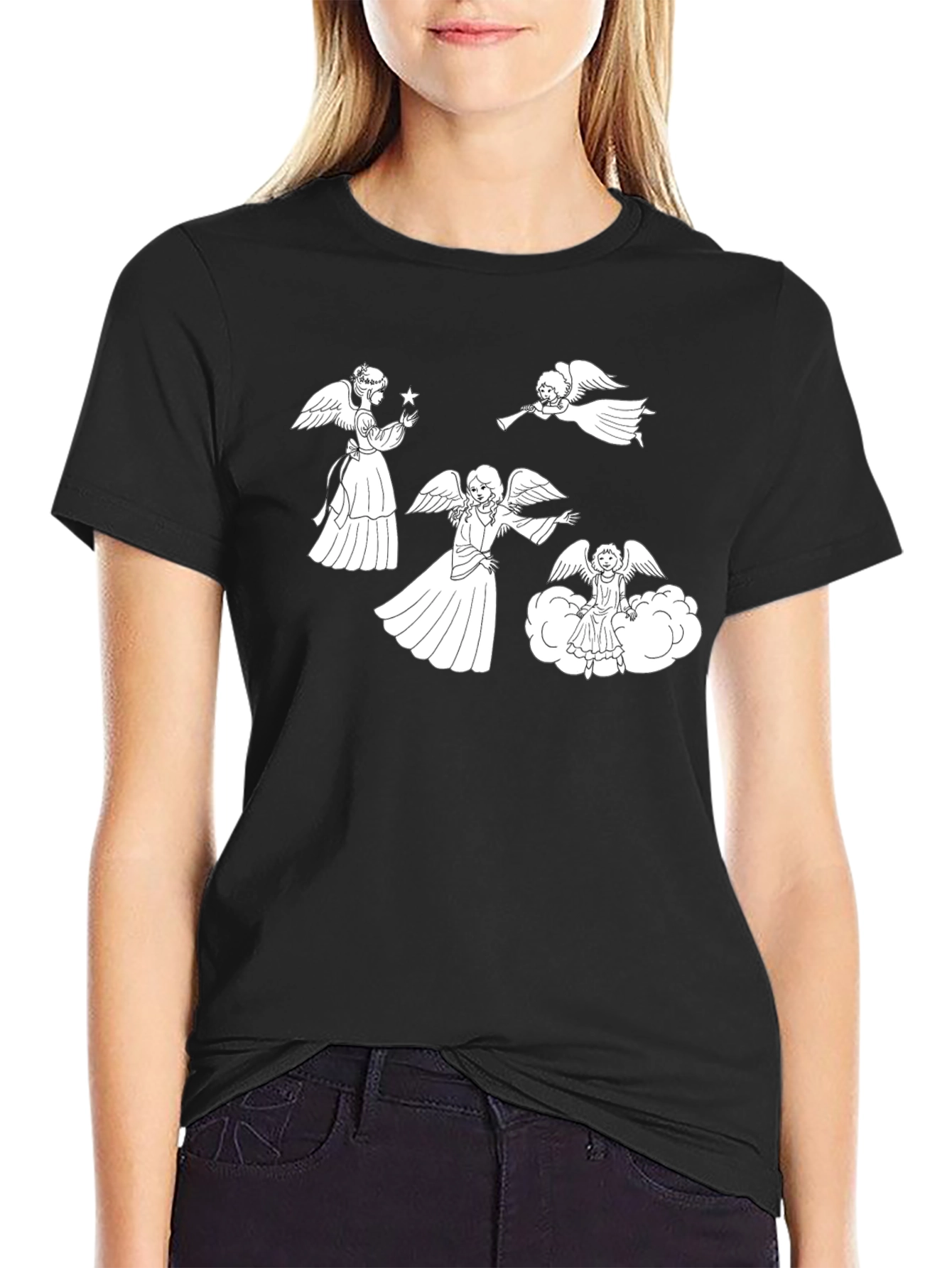 Angelic Graphic Tee - Black Cotton Blend